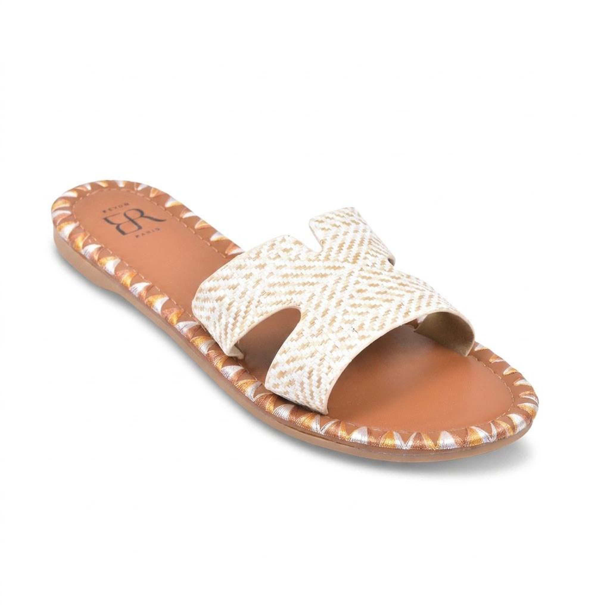 OZABI OZABI Sandales Slide H Tressage Vacances 2 Coloris. Coloris disponibles : Beige, Multicolore