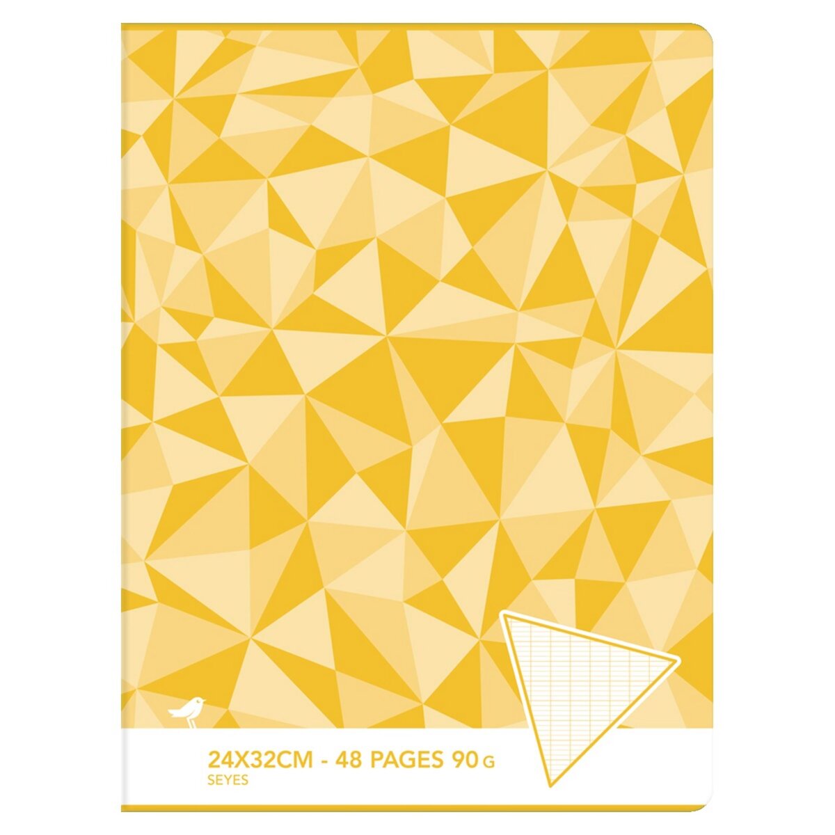 AUCHAN Cahier piqué 24x32cm 48 pages grands carreaux Seyes jaune motif triangles