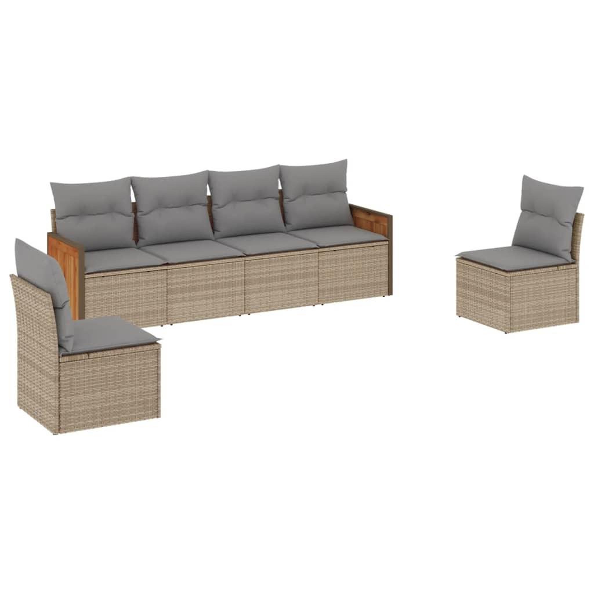 Voir la diapositive 2 : VIDAXL Salon de jardin avec coussins 6 pcs beige resine tressee