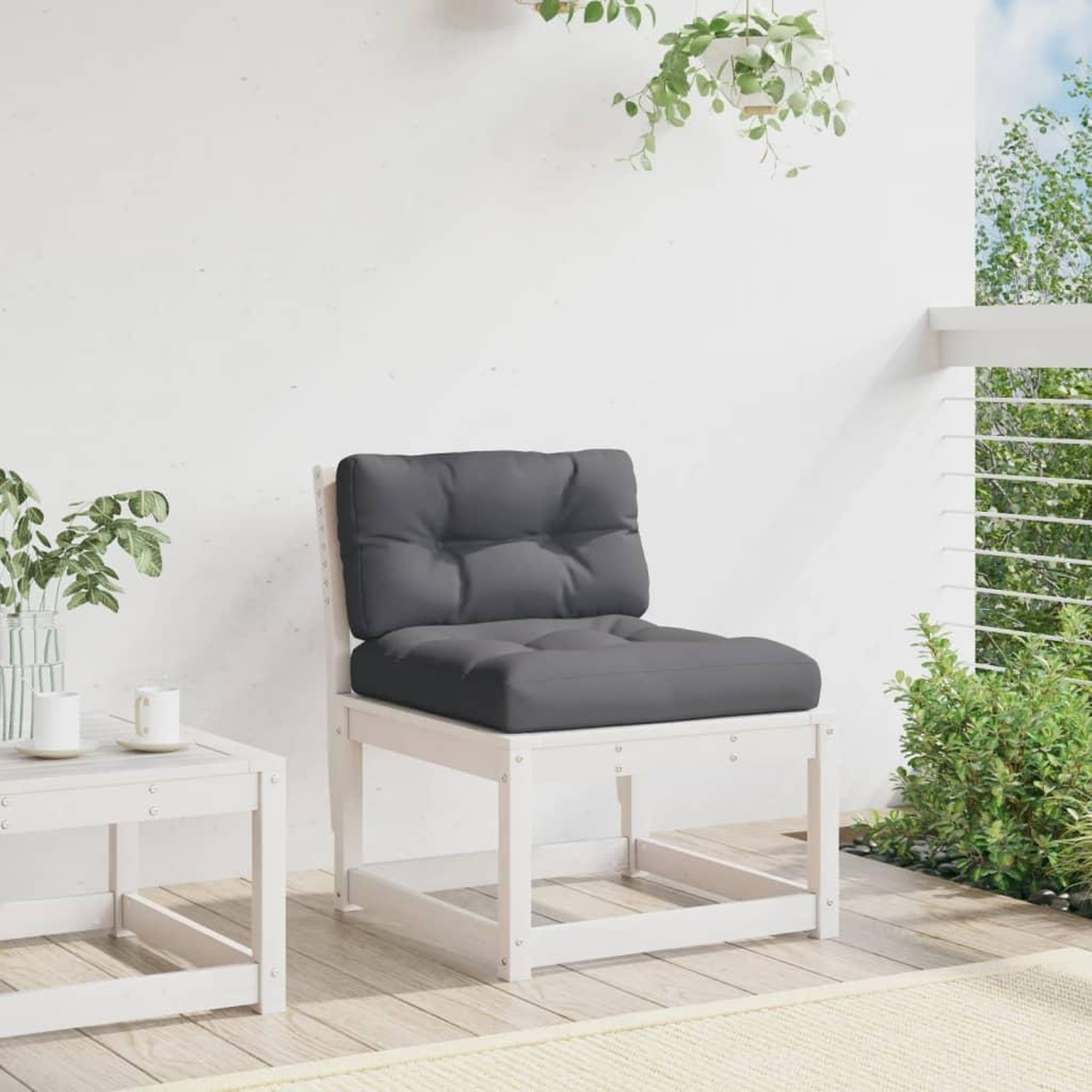 Voir la diapositive 3 : VIDAXL Canape de jardin avec coussins blanc bois de pin solide