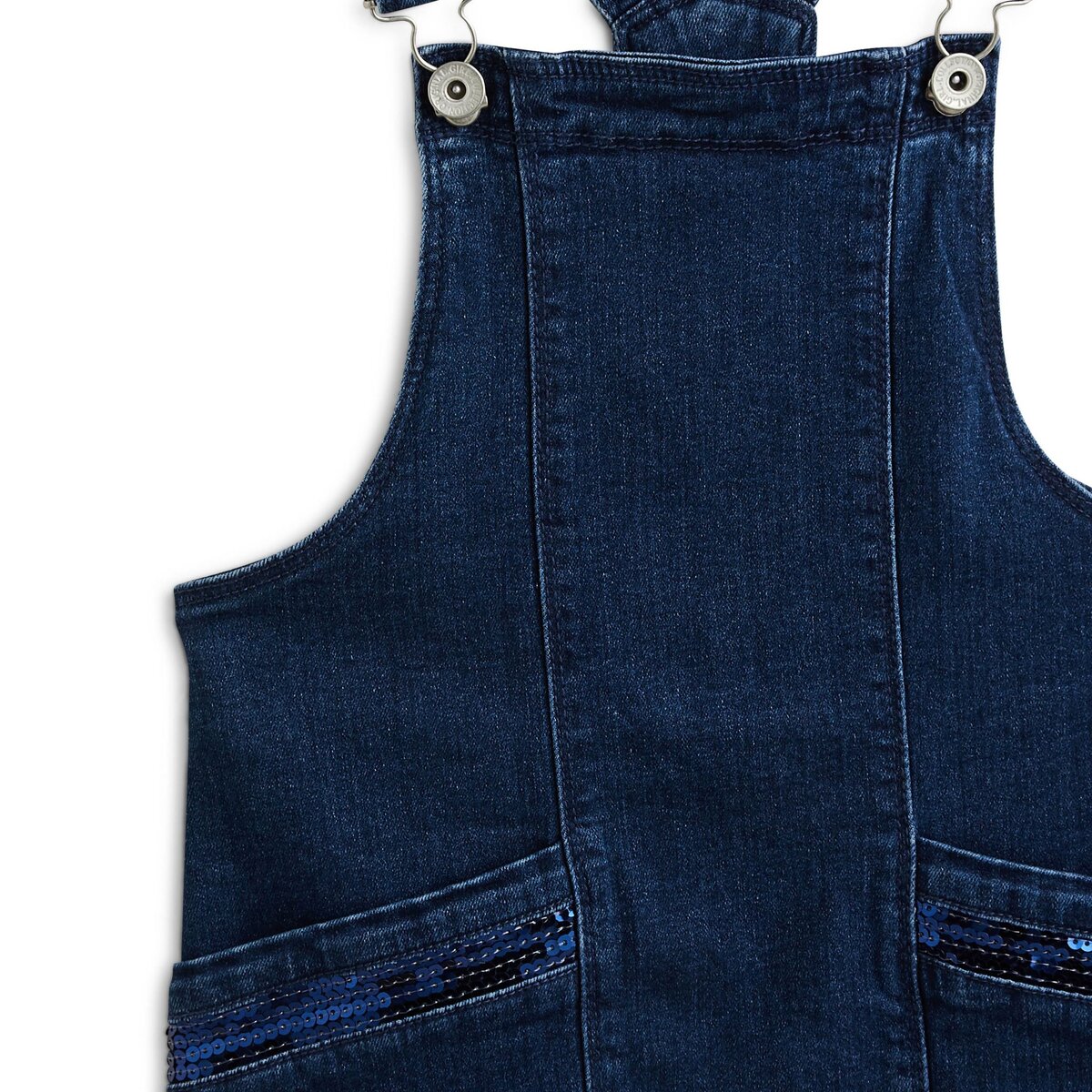 IN EXTENSO Robe salopette en jean avec poches à sequins reversibles fille