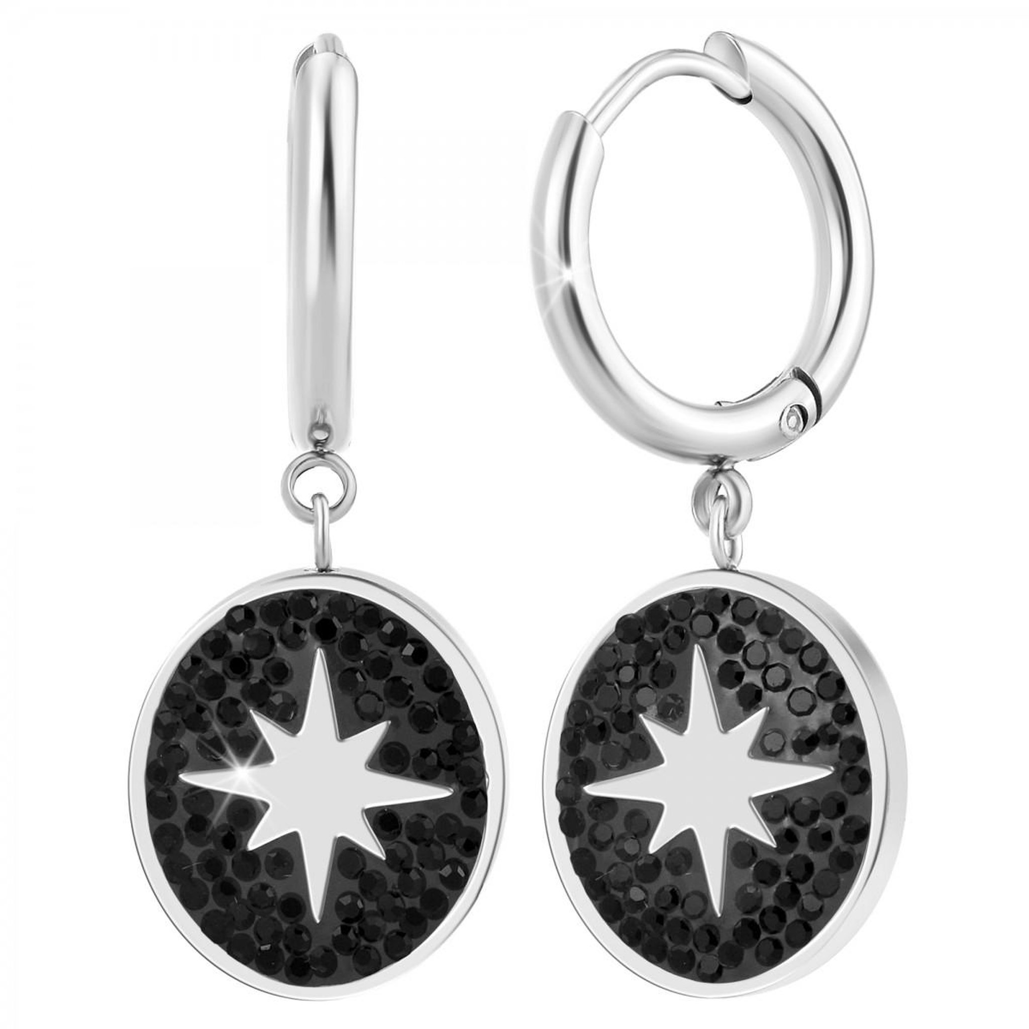 Voir la diapositive 1 : SC BOHEME Boucles d'oreilles SC Bohème ornées de Cristaux scintillants noirs