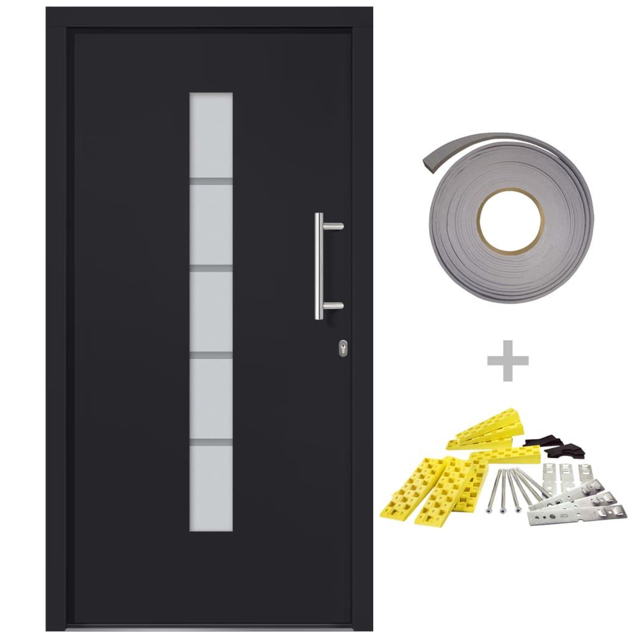 Voir la diapositive 2 : VIDAXL Porte d'entree Aluminium et PVC Anthracite 110x210 cm
