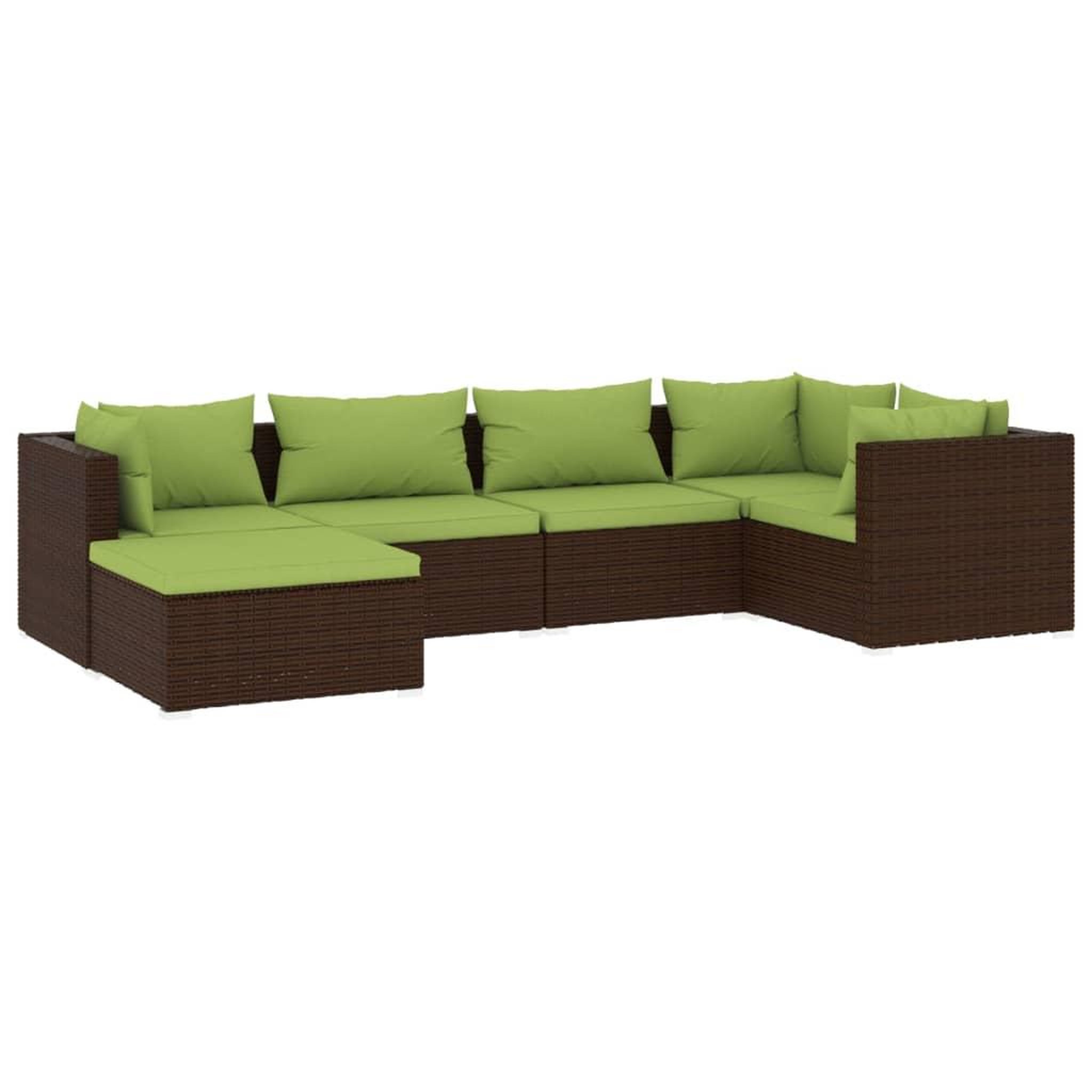 Voir la diapositive 2 : VIDAXL Salon de jardin 6 pcs avec coussins Resine tressee Marron