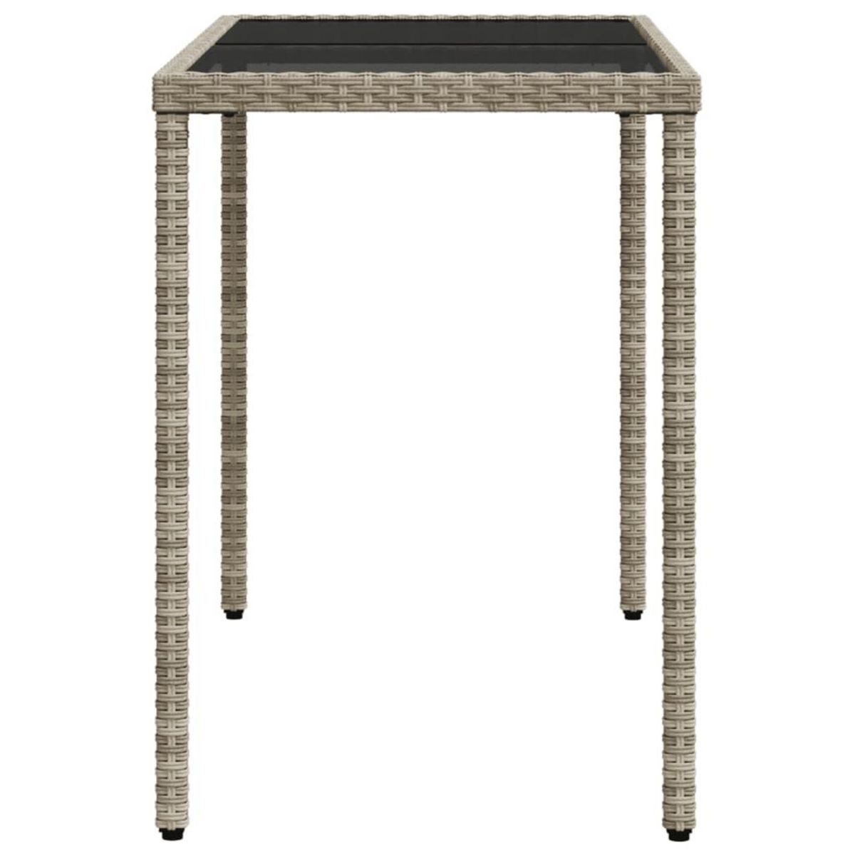 VIDAXL Table de jardin dessus en verre gris clair 115x54x74 cm rotin