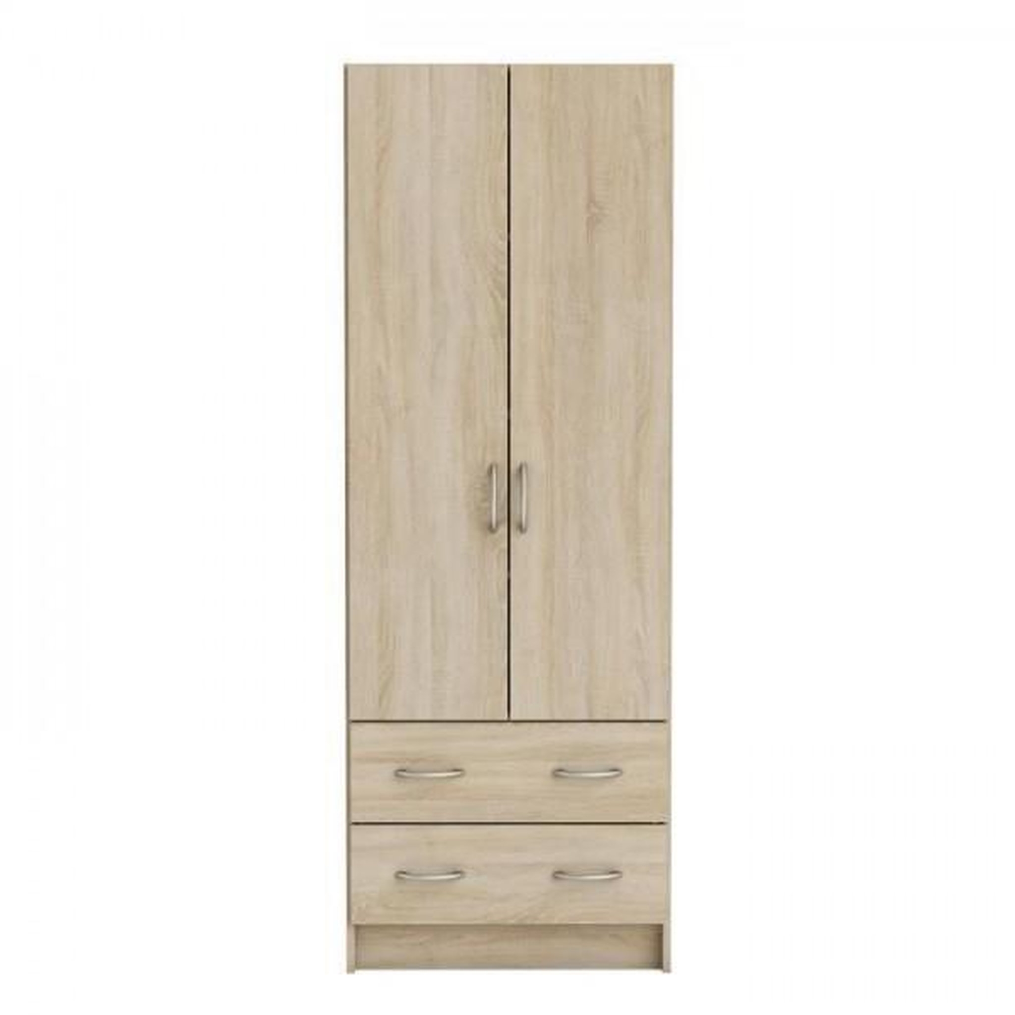 Voir la diapositive 4 : Demeyere DEMEYERE Armoire - Décor chene brossé - 2 portes et 2 tiroirs - Classique - Chambre - L 61 cm - DUAL
