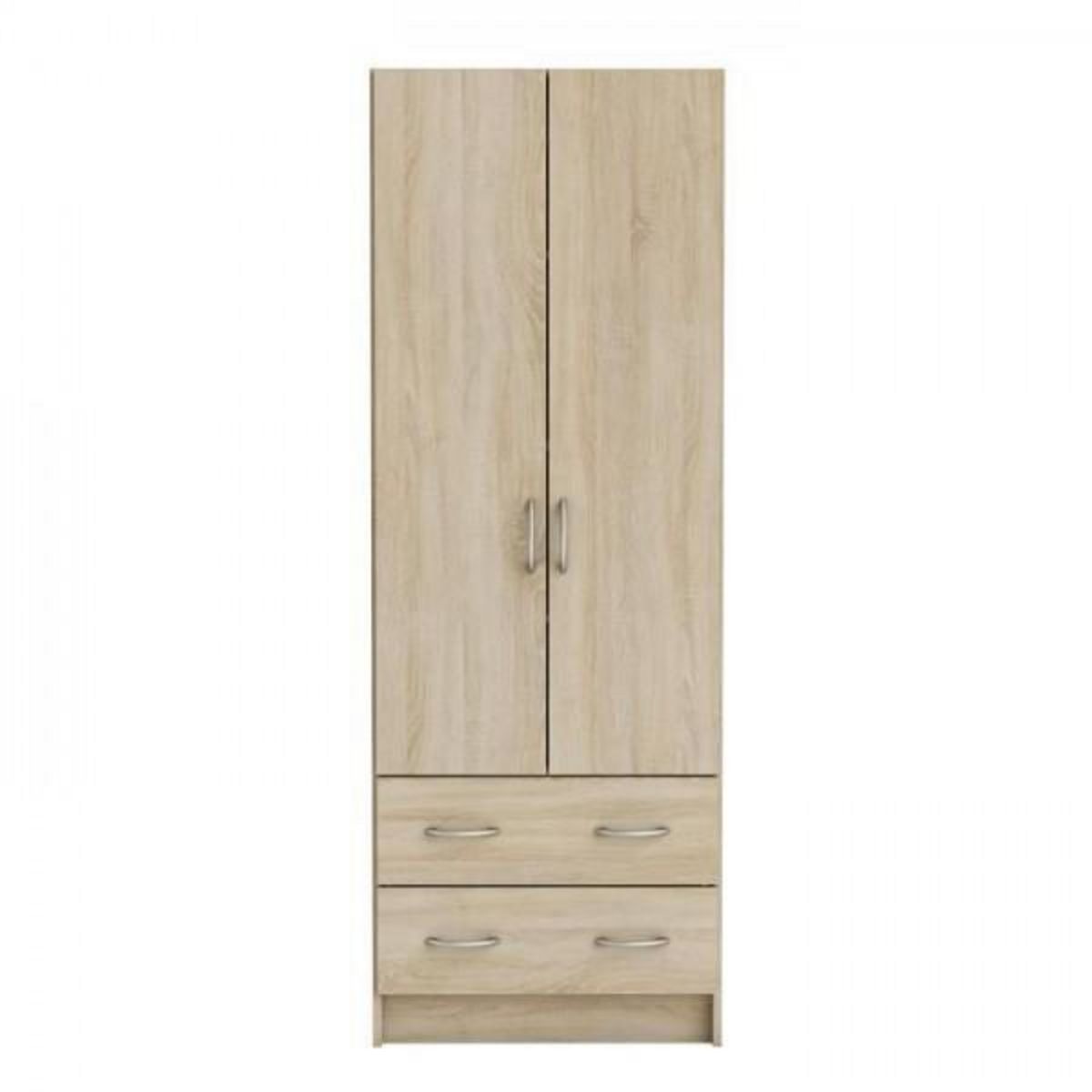 Demeyere DEMEYERE Armoire - Décor chene brossé - 2 portes et 2 tiroirs - Classique - Chambre - L 61 cm - DUAL