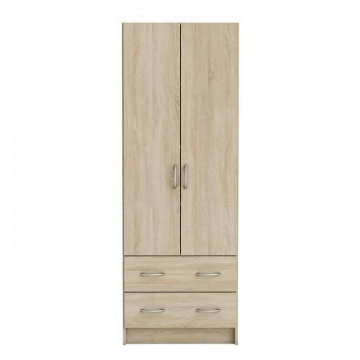Demeyere DEMEYERE Armoire - Décor chene brossé - 2 portes et 2 tiroirs - Classique - Chambre - L 61 cm - DUAL