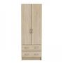 Voir la diapositive 4 : Demeyere DEMEYERE Armoire - Décor chene brossé - 2 portes et 2 tiroirs - Classique - Chambre - L 61 cm - DUAL