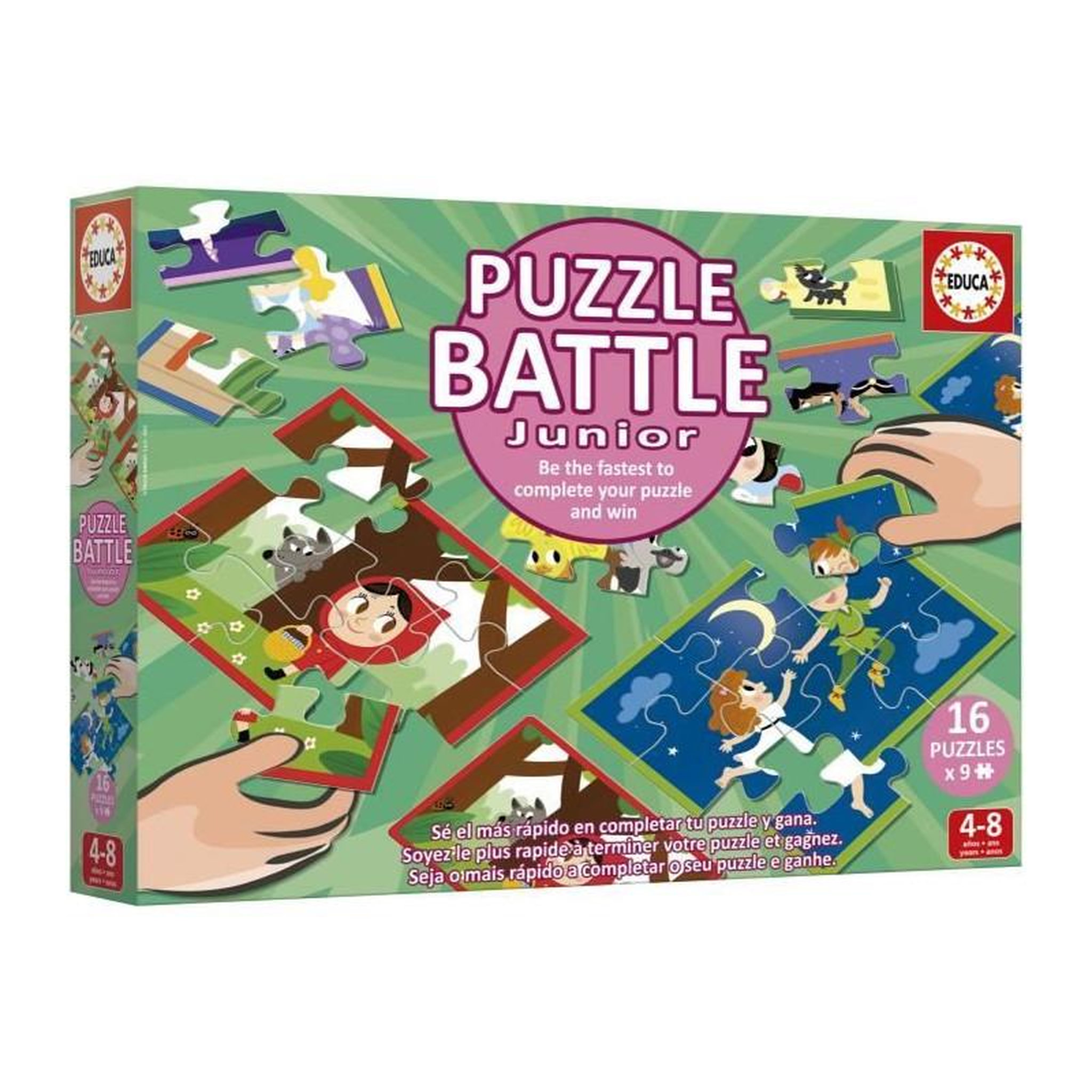 Voir la diapositive 4 : EDUCA Puzzle enfant Battle Jr Contes – 16 puzzles – Jeu éducatif –  Educa