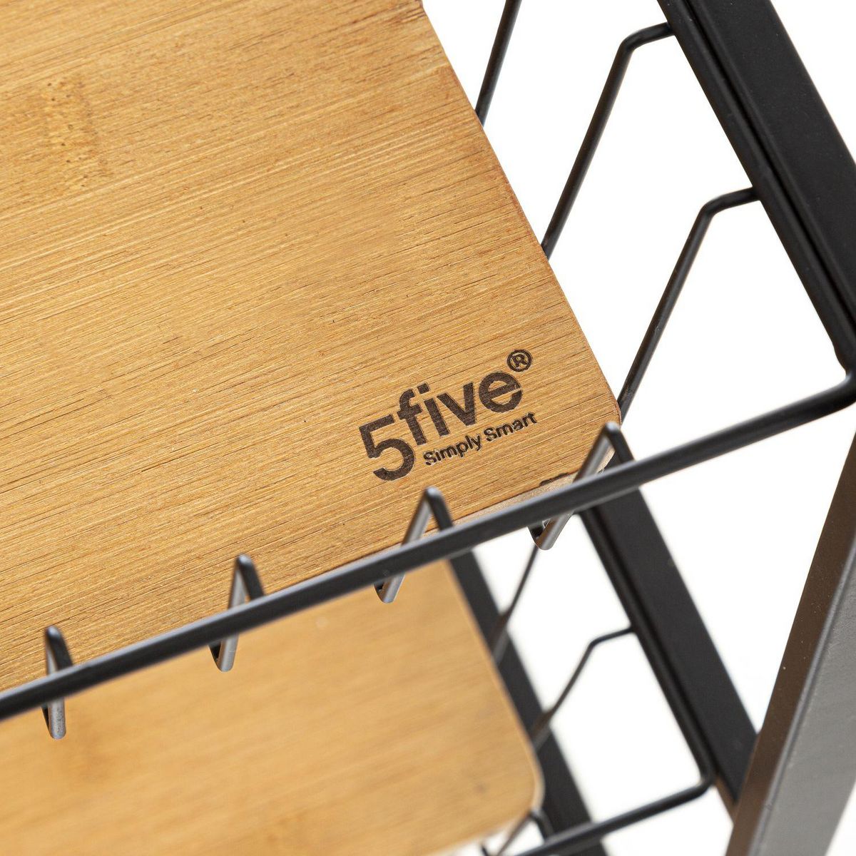 FIVE Resserre rectangulaire sur 4 roues à légumes et bocaux en métal et bois Nera - Noir