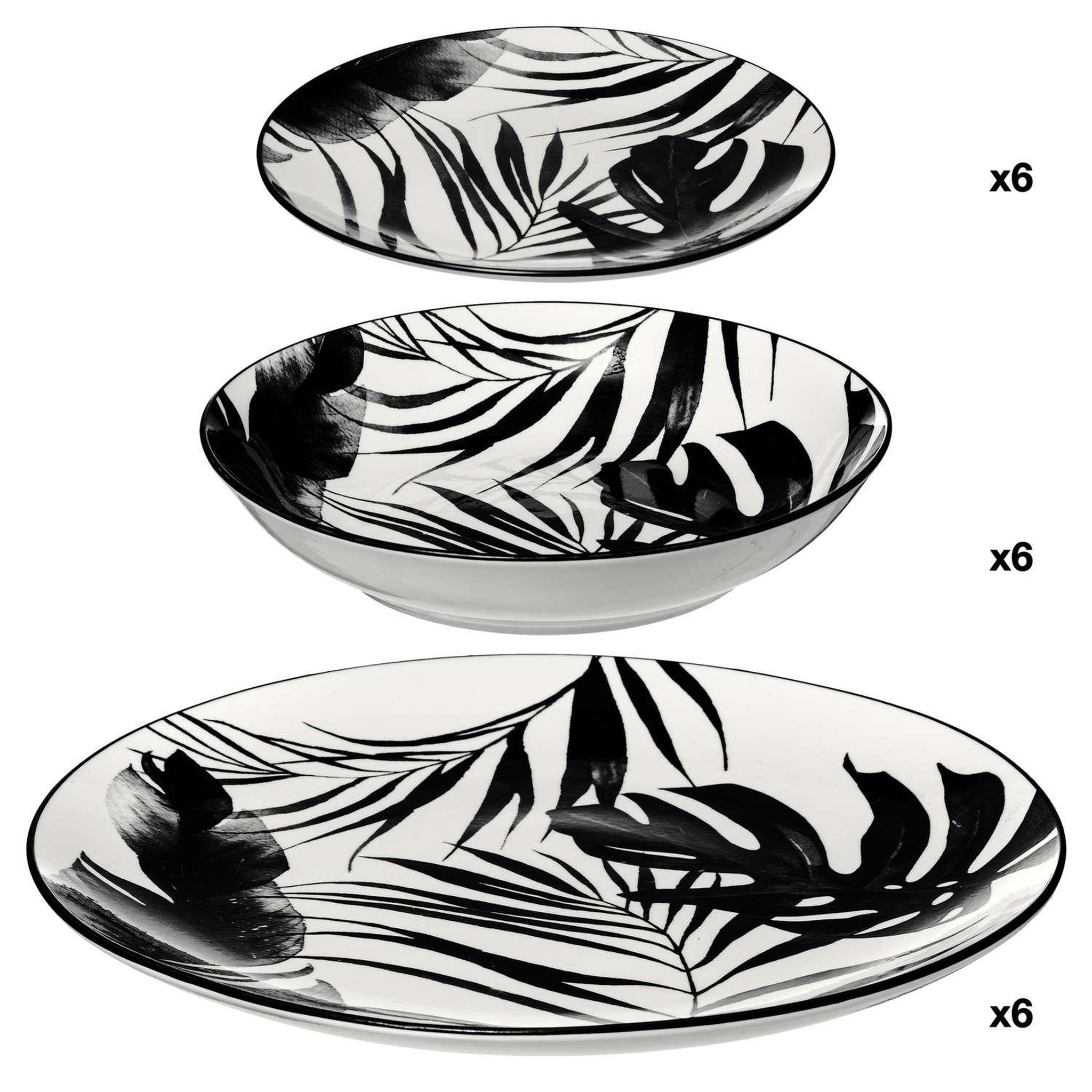 Voir la diapositive 2 : SECRET DE GOURMET Service vaisselle 18 pièces palmier - noir