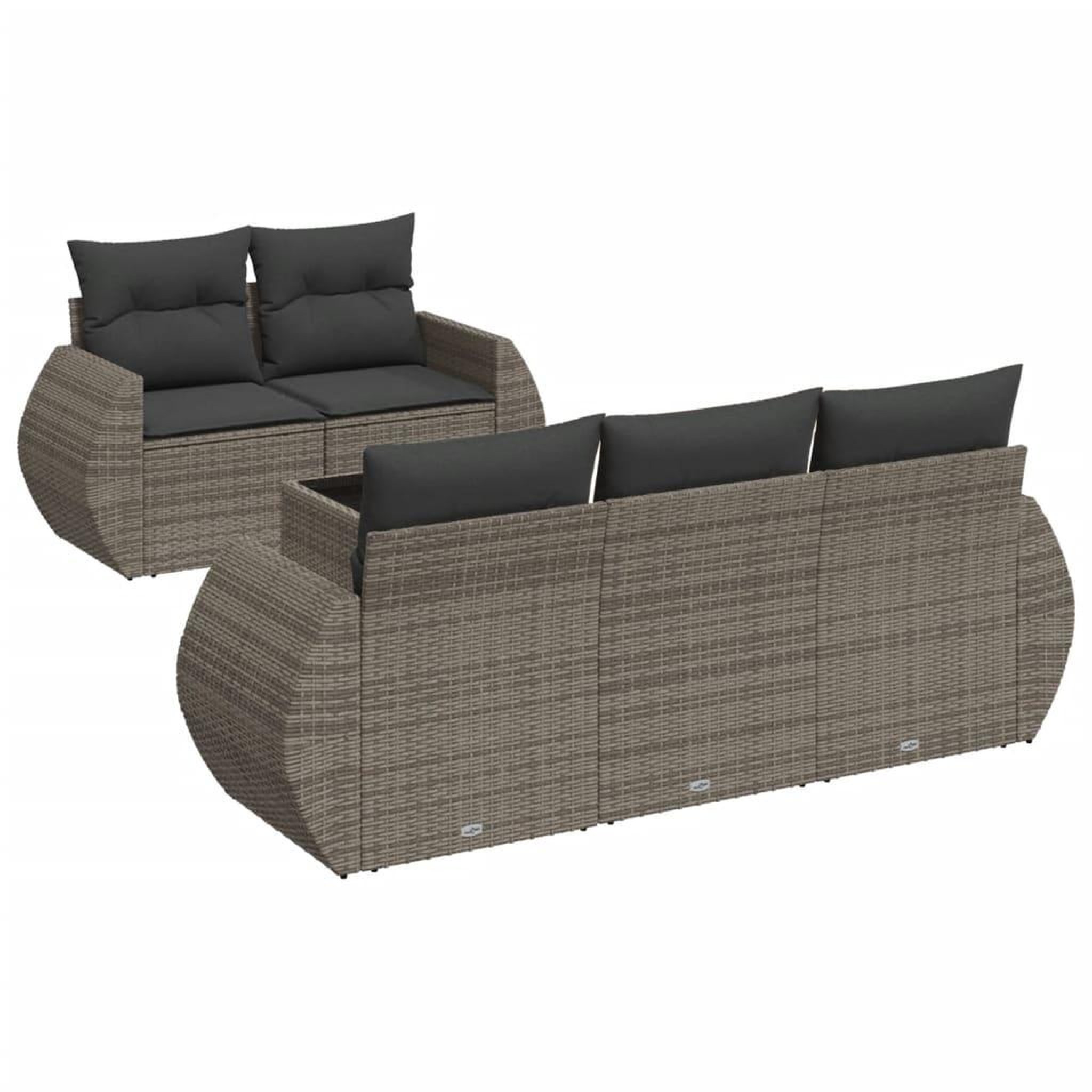 Voir la diapositive 2 : VIDAXL Salon de jardin 6 pcs avec coussins gris resine tressee