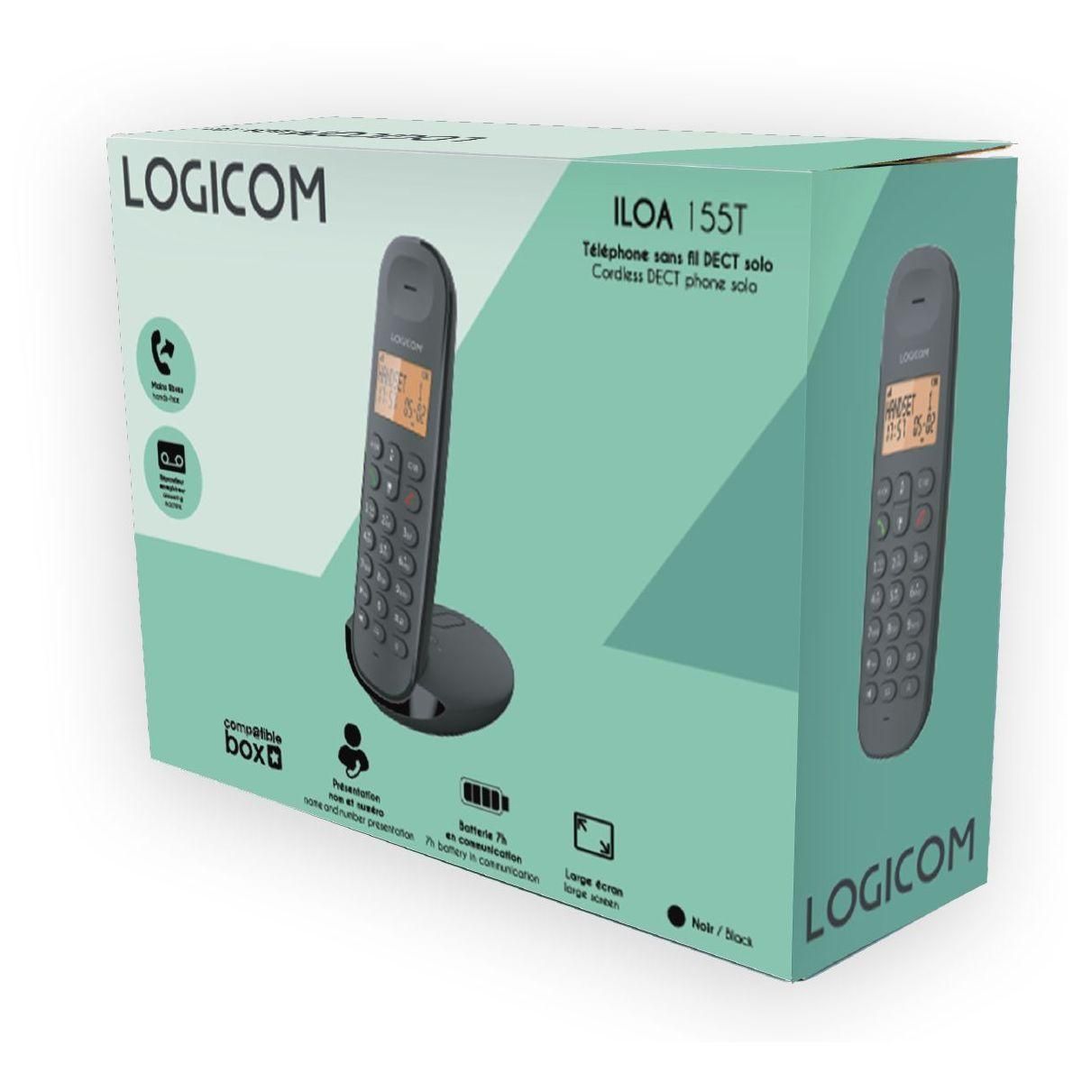 Logicom Téléphone sans fil Iloa Solo Répondeur Noir