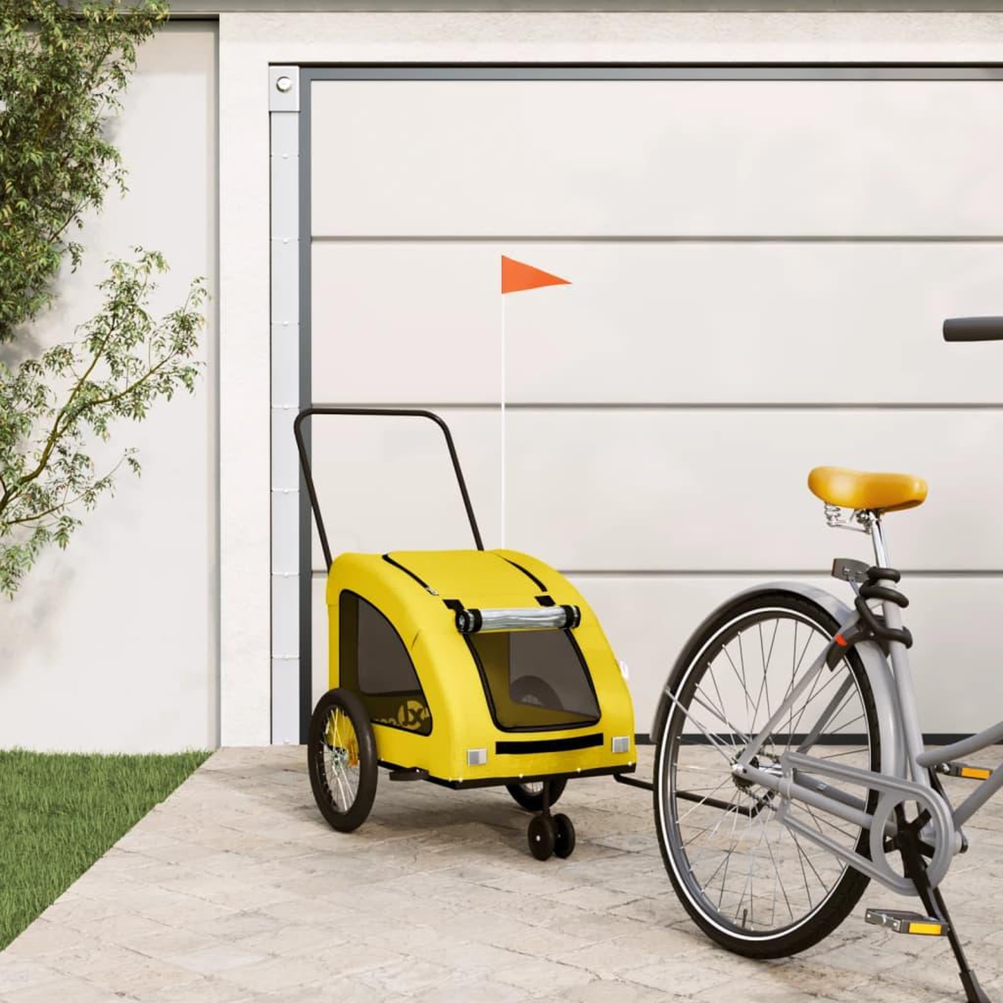 VIDAXL Remorque de velo pour animaux de compagnie jaune
