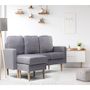 Voir la diapositive 2 : Habitat et Jardin Canapé d'angle réversible en tissu  Gabby  -  3 places - Gris Clair