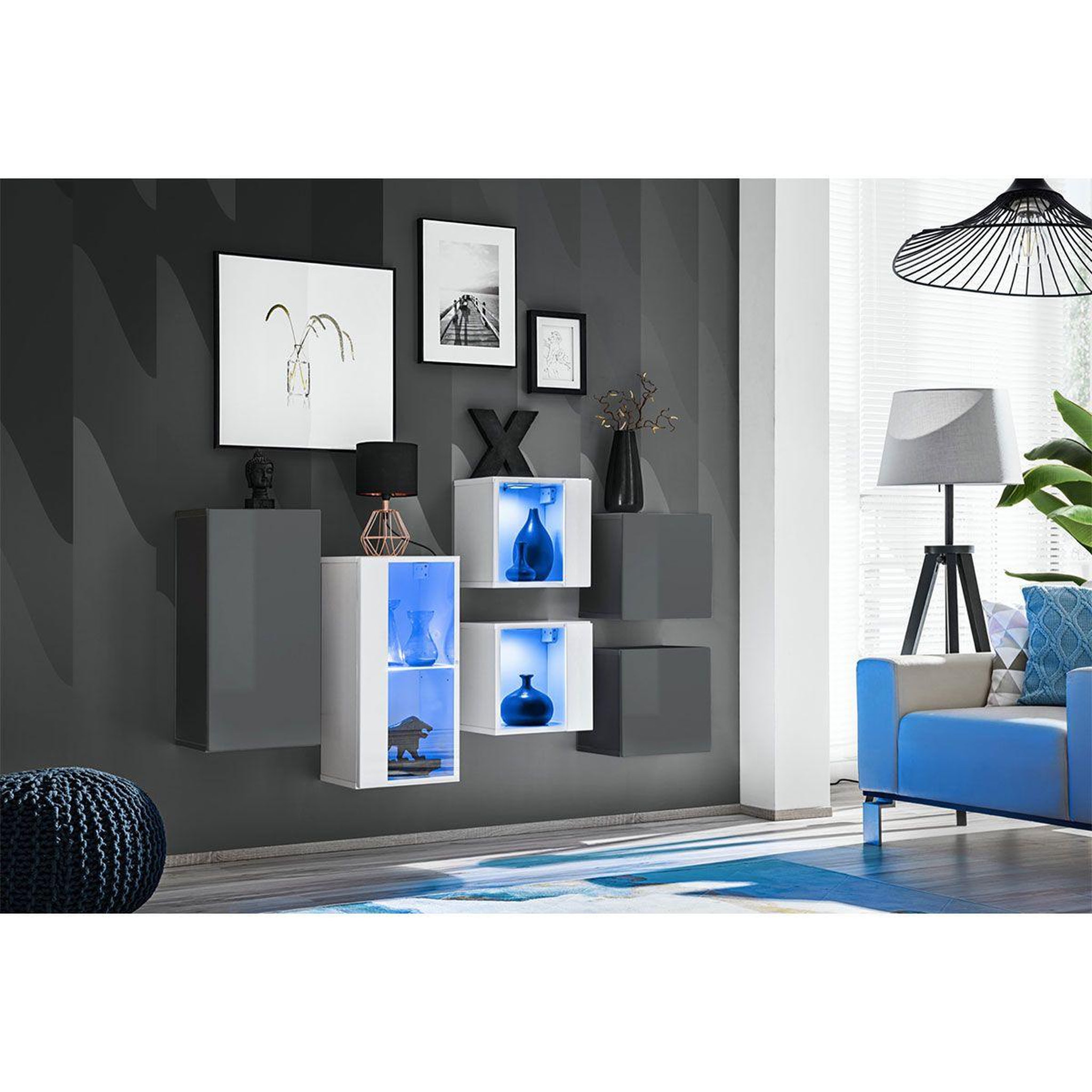 Voir la diapositive 2 : Paris Prix Meuble de rangement  switch sbiv  320cm gris & blanc
