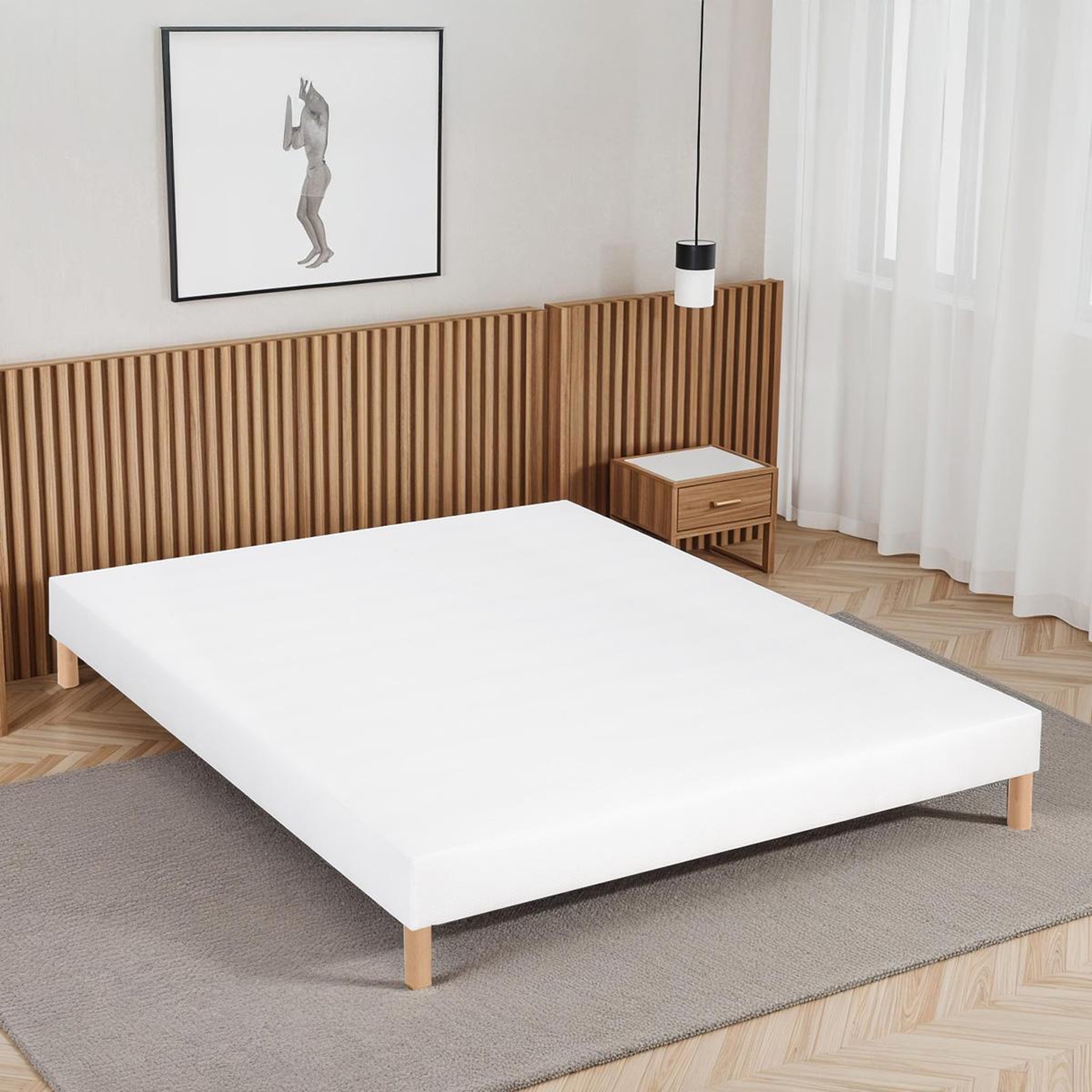 Voir la diapositive 3 : BELLECOUR Bellecour literie | sommier tapissier constantine | epaisseur 18 cm | blanc (pieds non inclus)