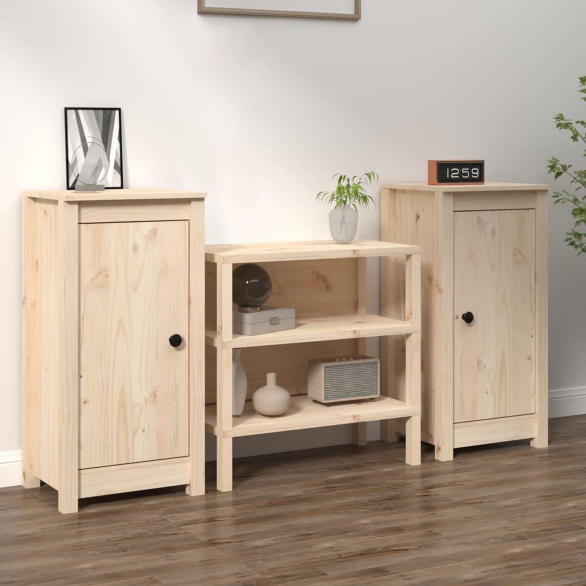 VIDAXL Buffets 2 pcs 39x35x80 cm bois massif de pin