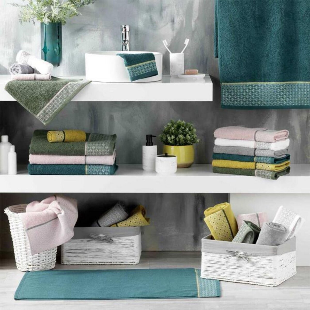 Paris Prix Serviette de Toilette Jacquard  Belina  50x90cm Gris