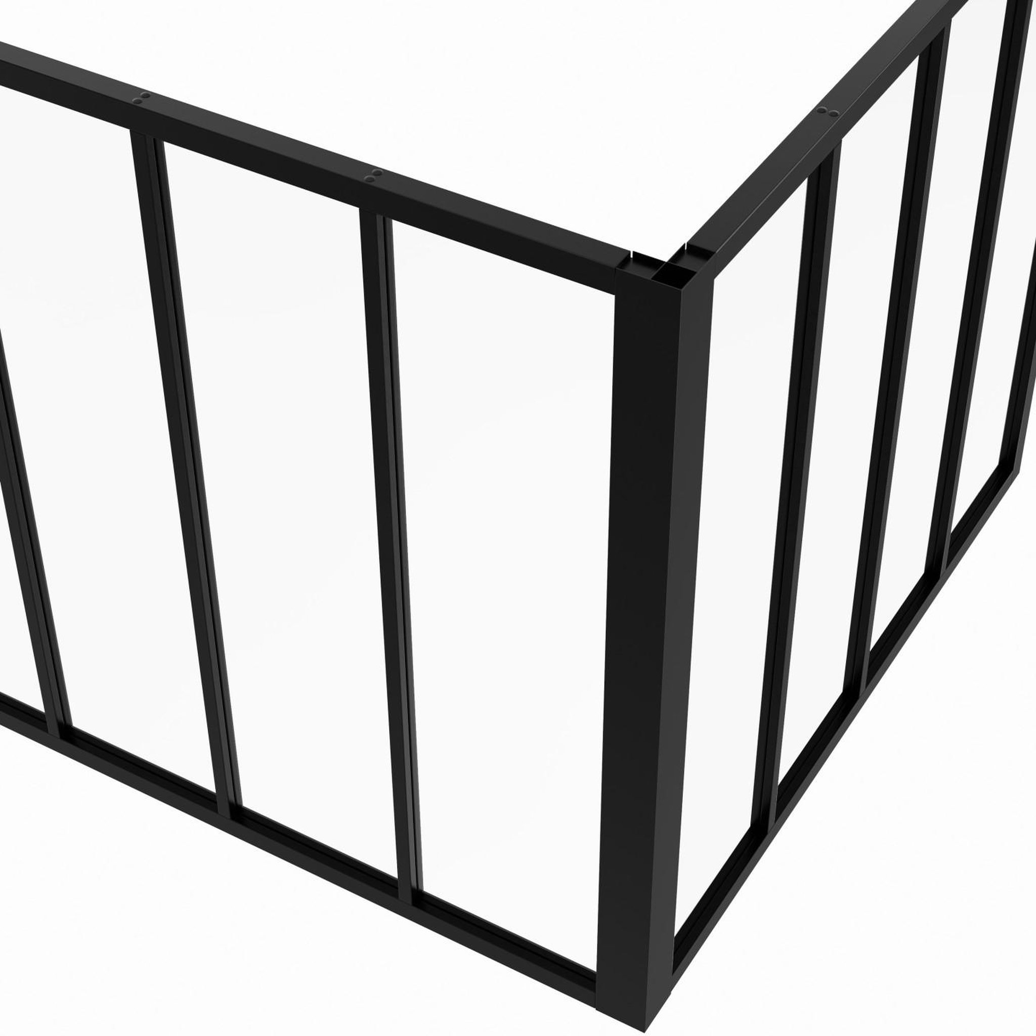 Voir la diapositive 5 : ID MARKET Verrière d'angle atelier 8 vitrages l. 116 x l.116 x h.108 cm en métal noir et verre trempé