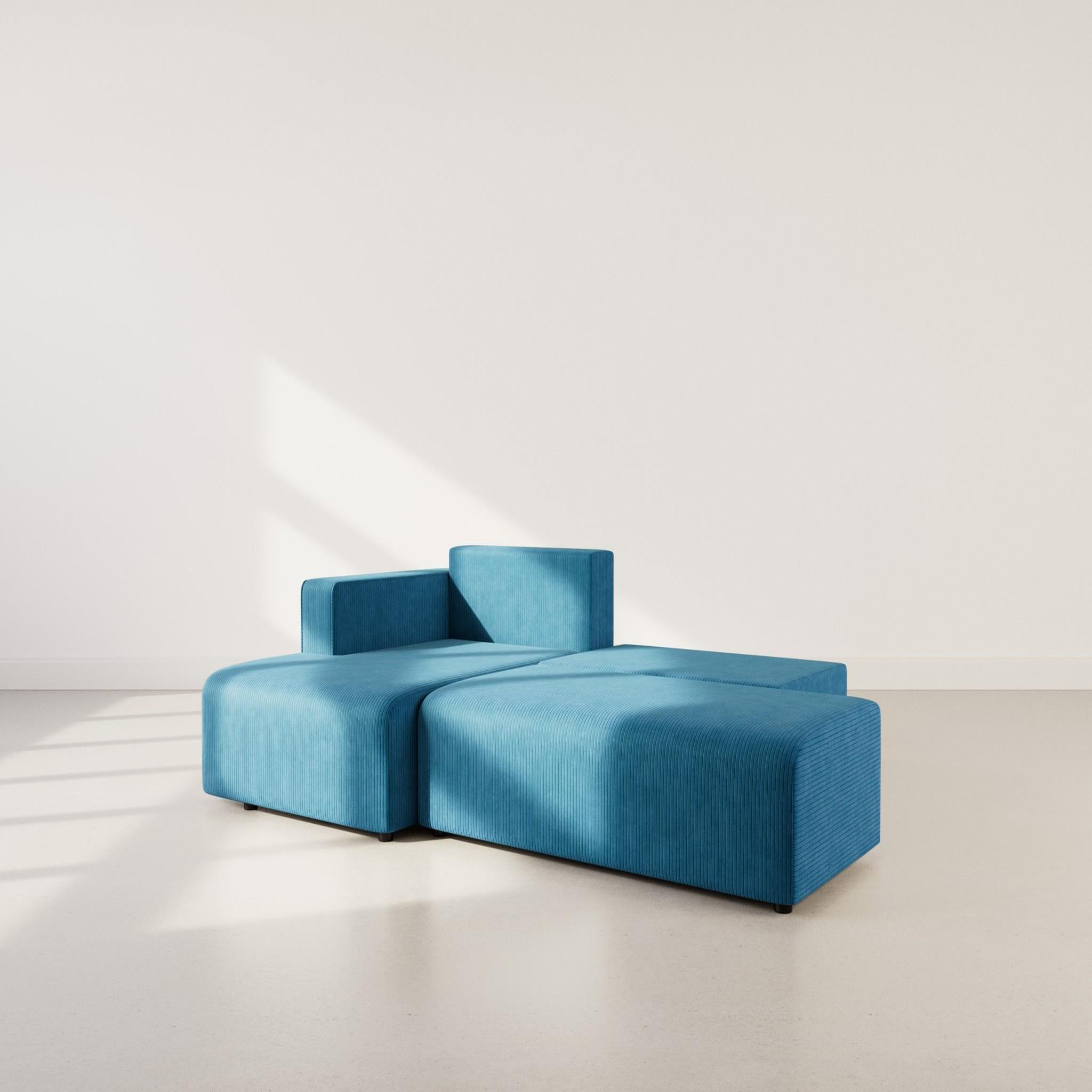 Voir la diapositive 2 : BEST MOBILIER Topaze - canapé d'angle gauche 4 places convertible avec coffre en velours côtelé