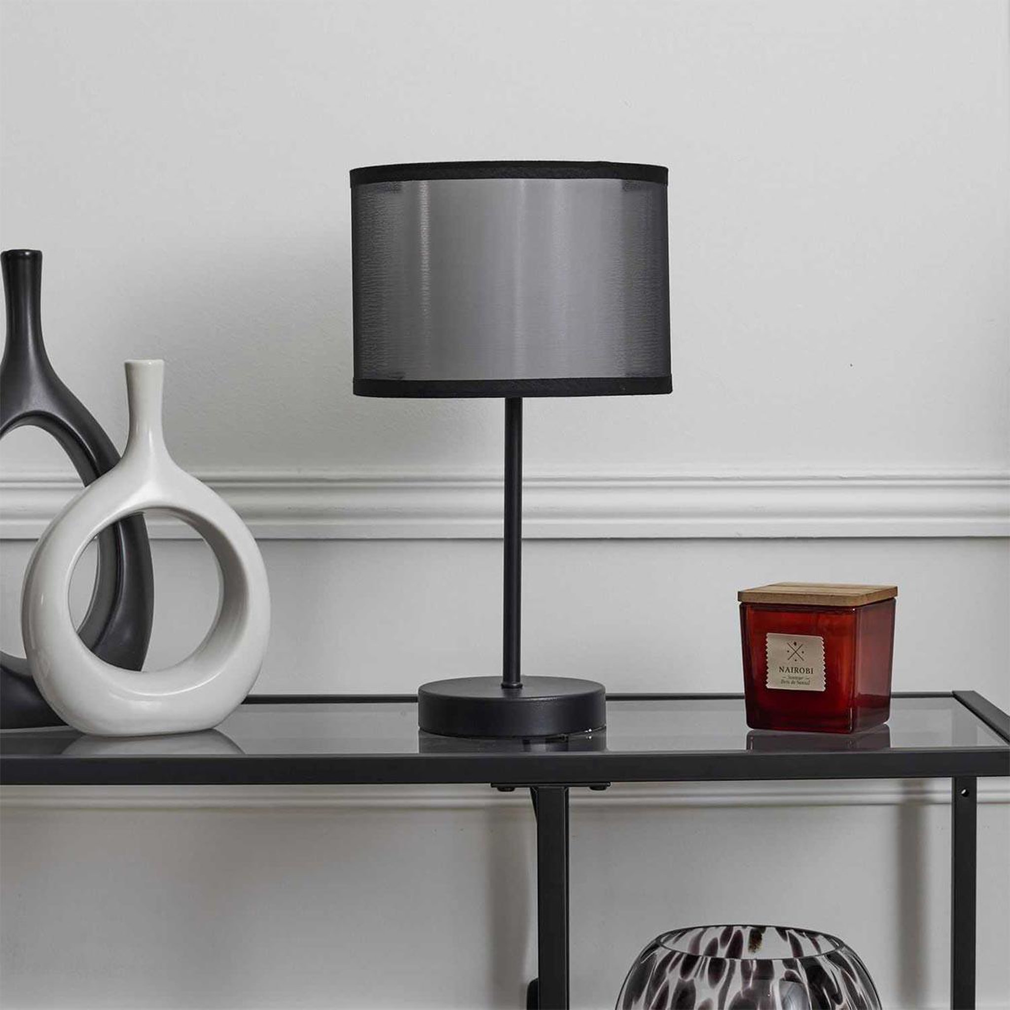 Voir la diapositive 4 : The Home Deco Factory Lampe à poser en métal  double  31cm noir