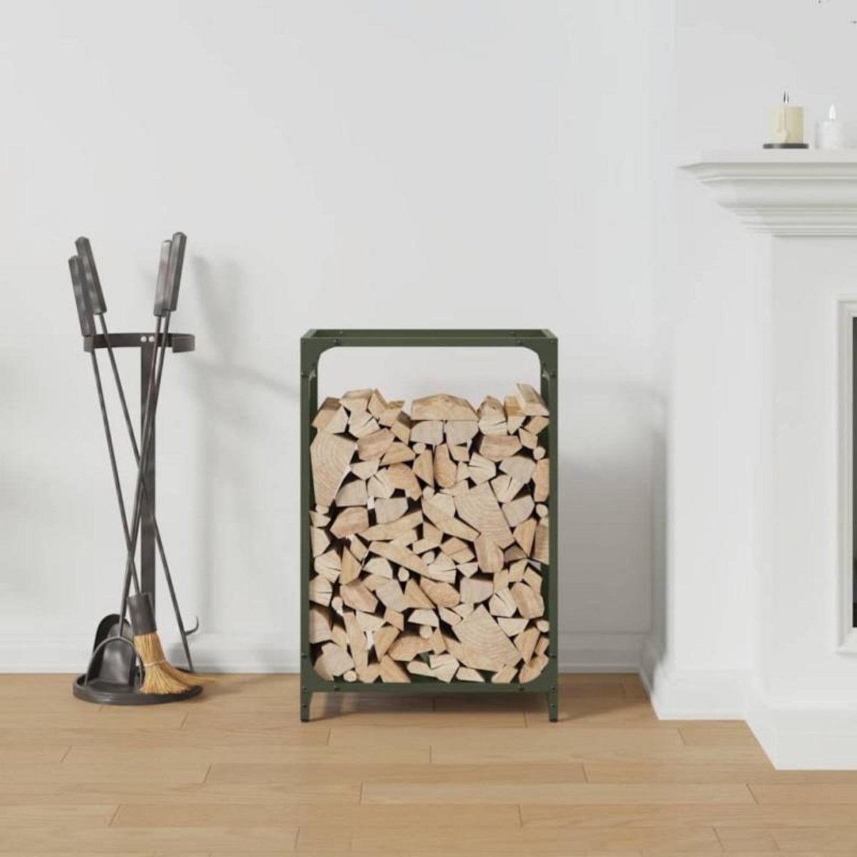 VIDAXL Portant de bois chauffage vert olive 44x28x65 cm