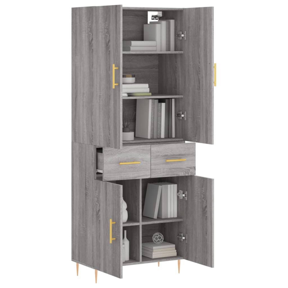 VIDAXL Buffet haut Sonoma gris 69,5x34x180 cm Bois d'ingenierie