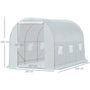 Voir la diapositive 3 : OUTSUNNY Serre de jardin tunnel surface sol 7 m² 3,5L x 2l x 2H m châssis tubulaire renforcé 18 mm 6 fenêtres blanc