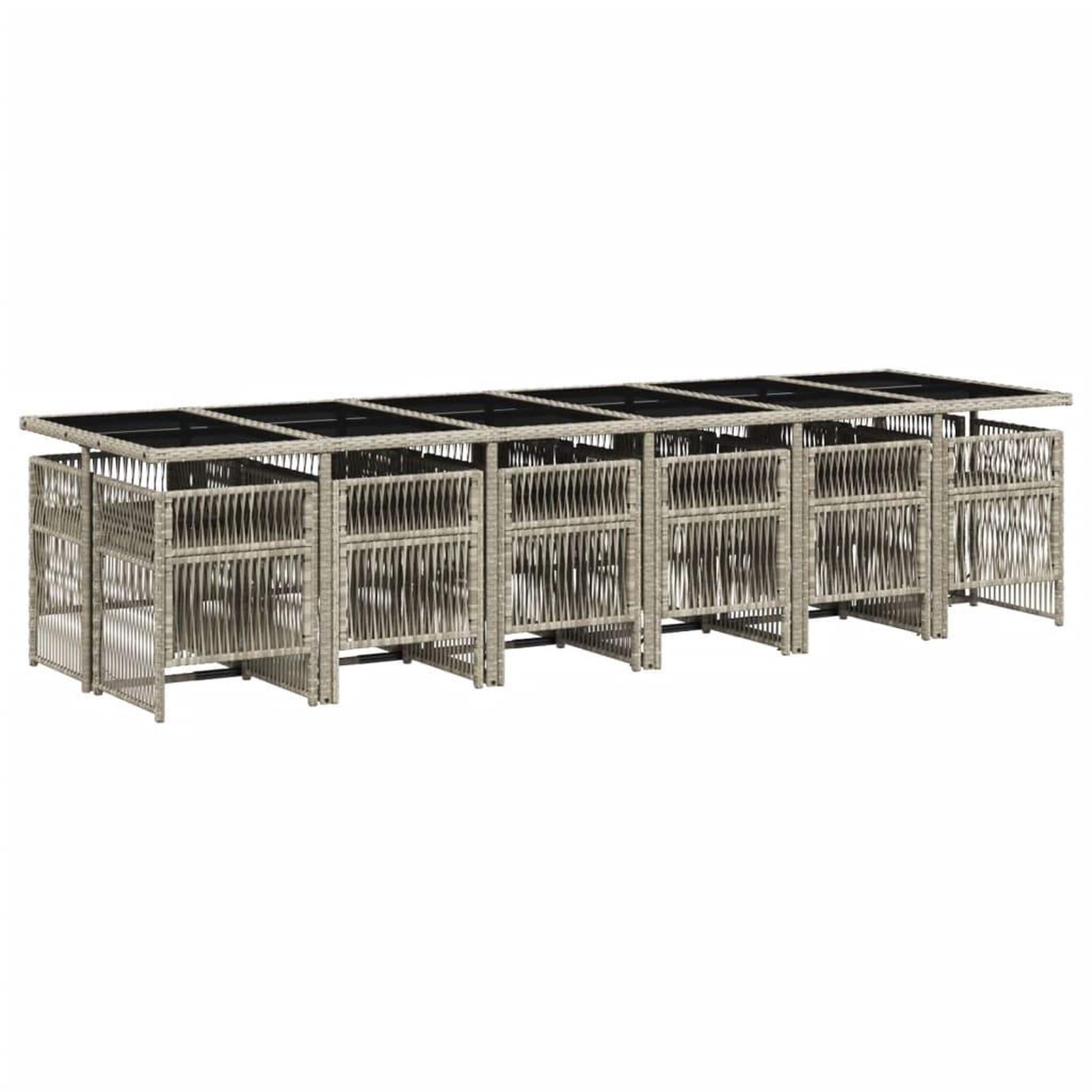 Voir la diapositive 3 : VIDAXL Ensemble a manger de jardin et coussins 13 pcs gris clair rotin