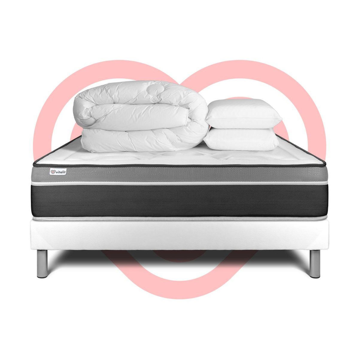 VITALIT Pack prêt à dormir VITAL CARE 140 x 200 cm sommier Kit blanc