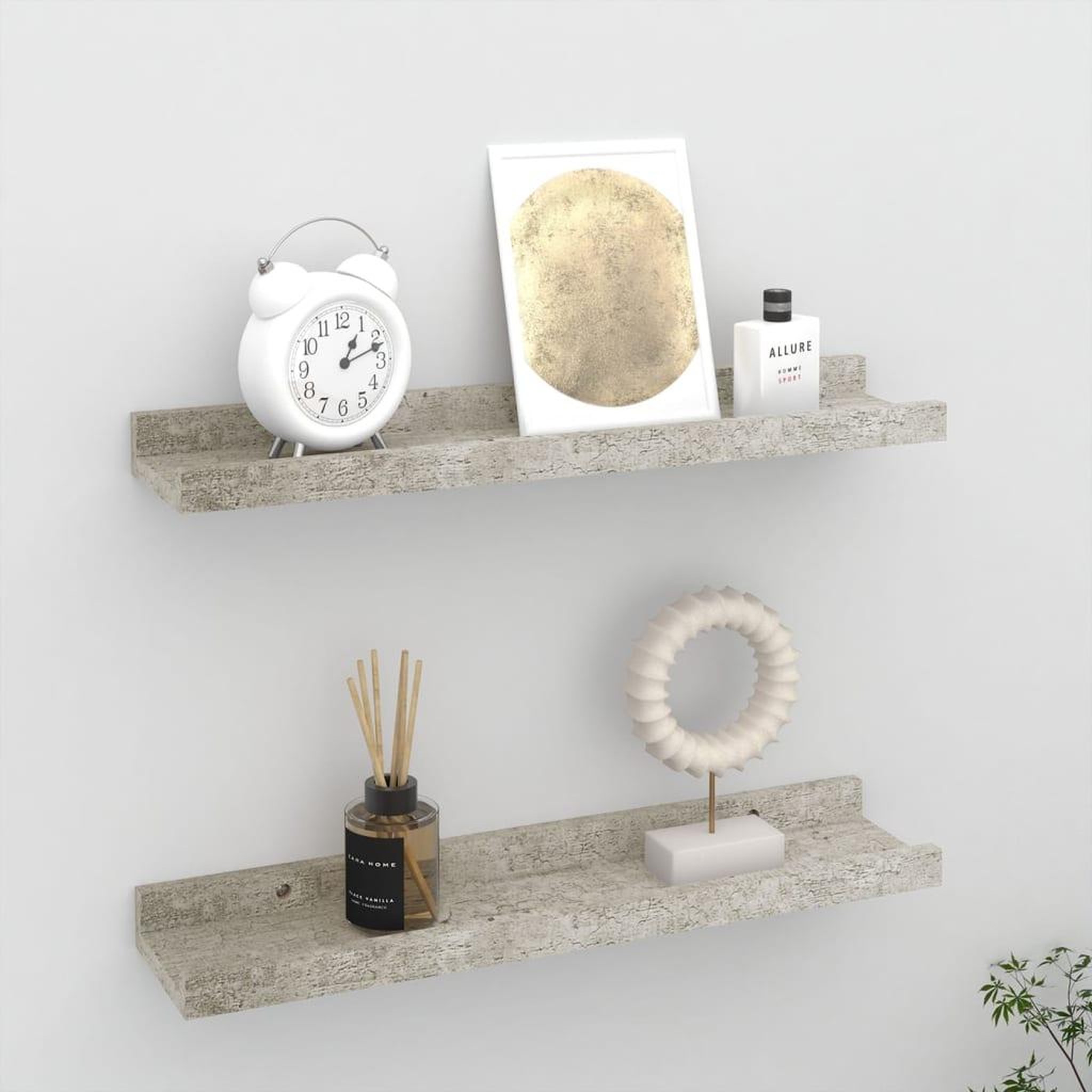 Voir la diapositive 1 : VIDAXL Etageres murales 2 pcs Gris beton 40x9x3 cm