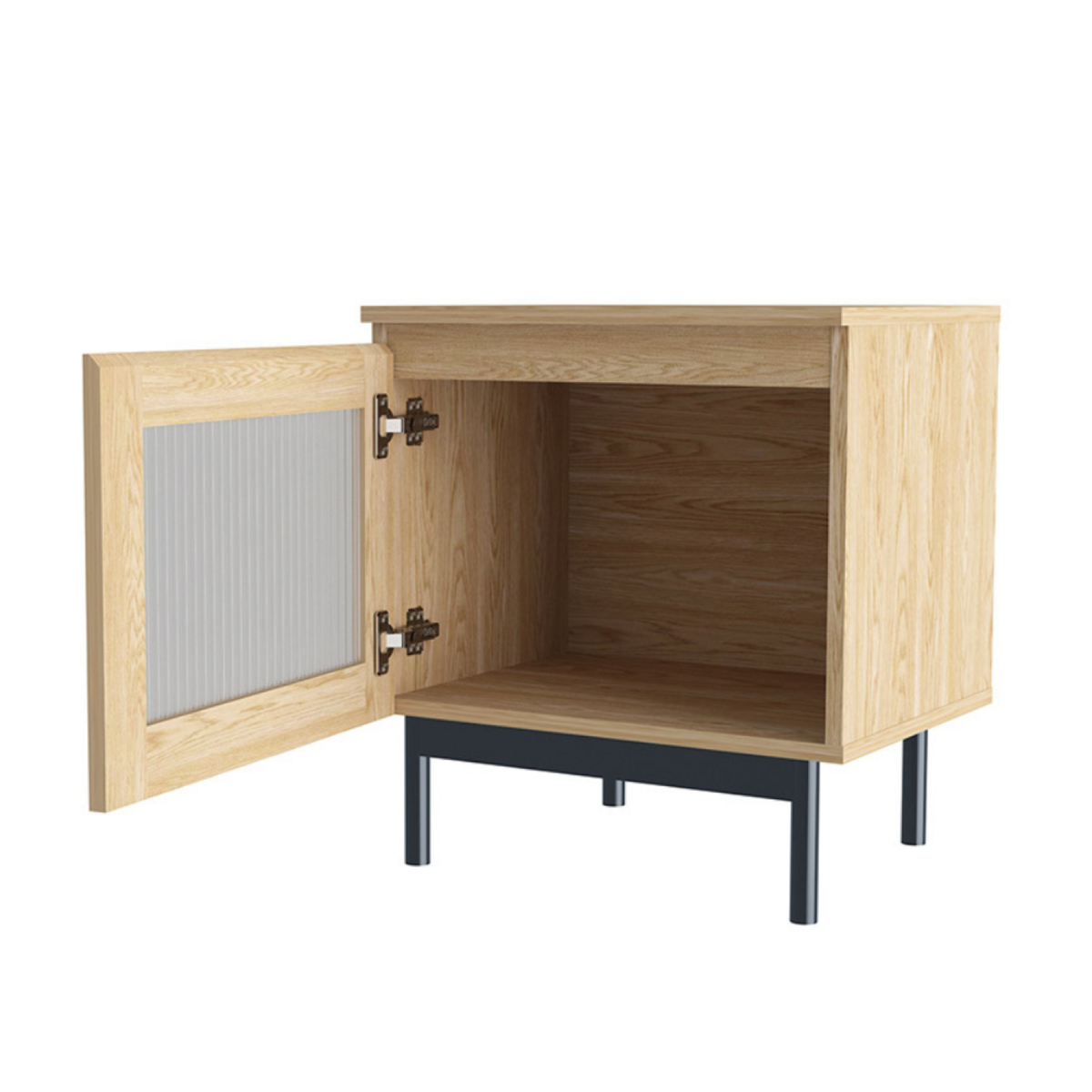 CONCEPT USINE Table de chevet bois et verre fluté PRAGUE