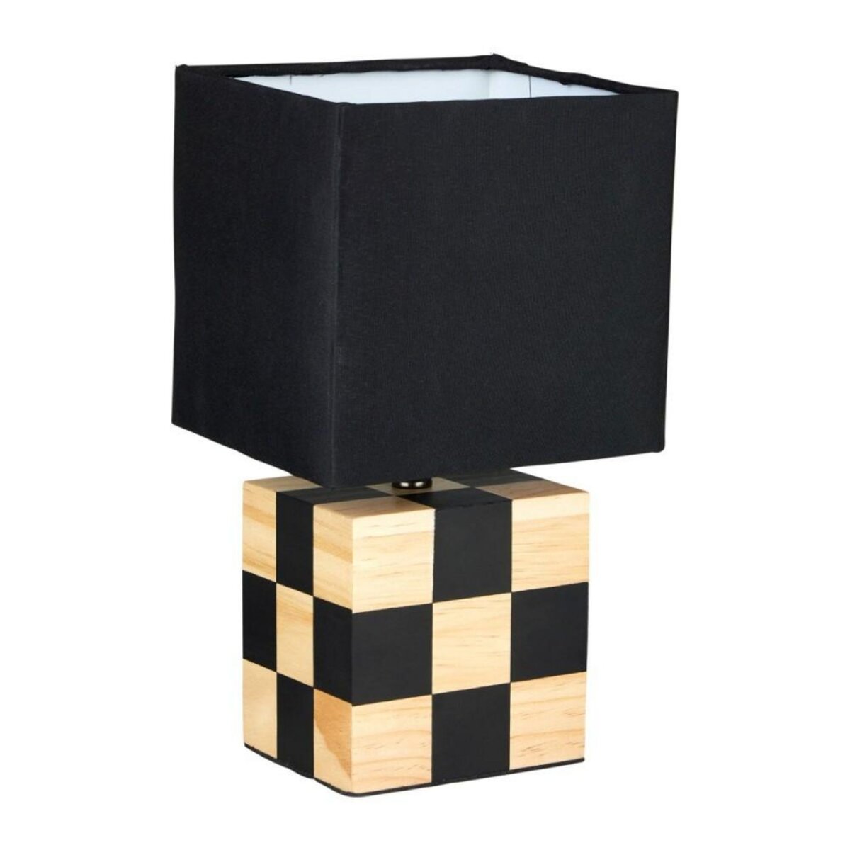 OSTARIA Lampe bois et tissu Damier