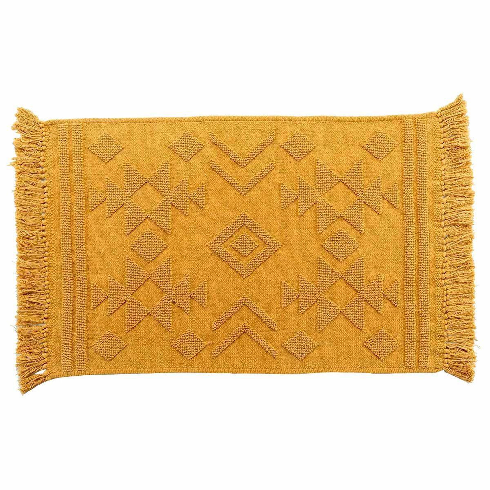 Douceur d'Intérieur Tapis déco à franges  cilaos  60x90cm safran
