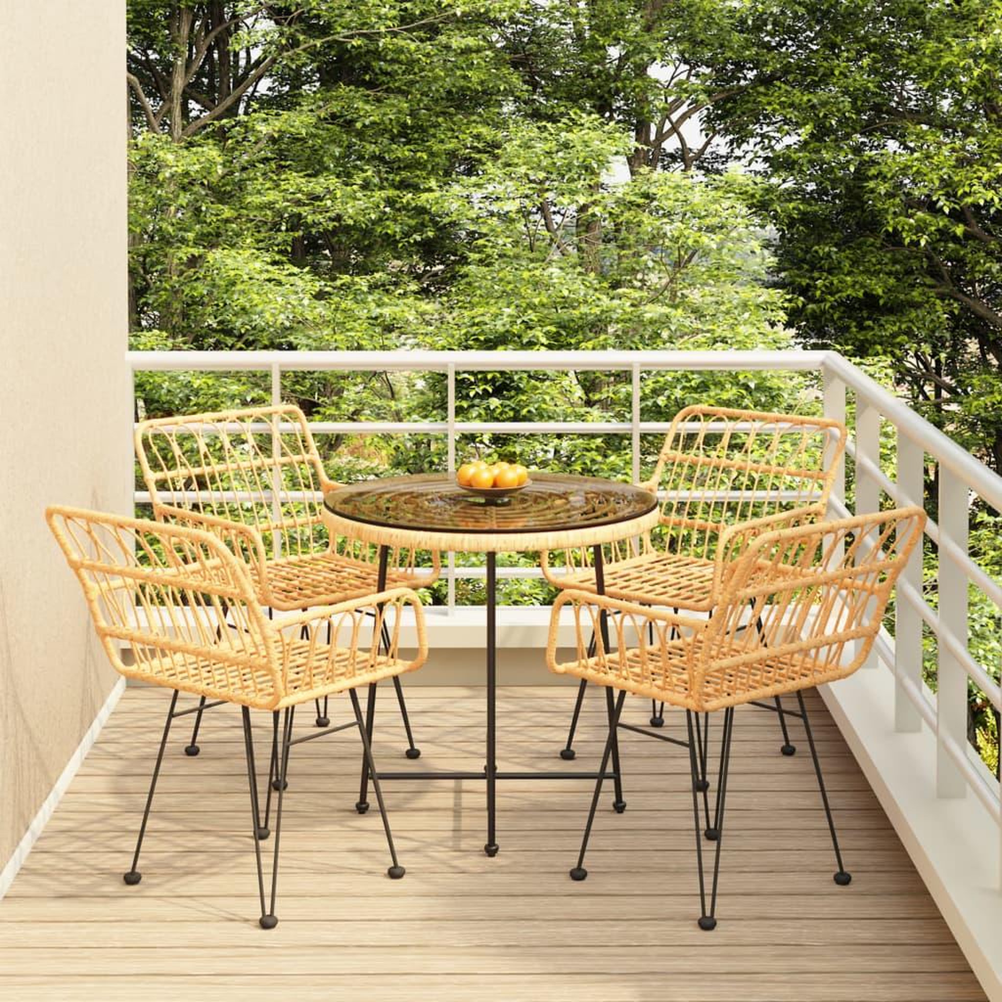 Voir la diapositive 1 : VIDAXL Ensemble a manger de jardin 5pcs Resine tressee
