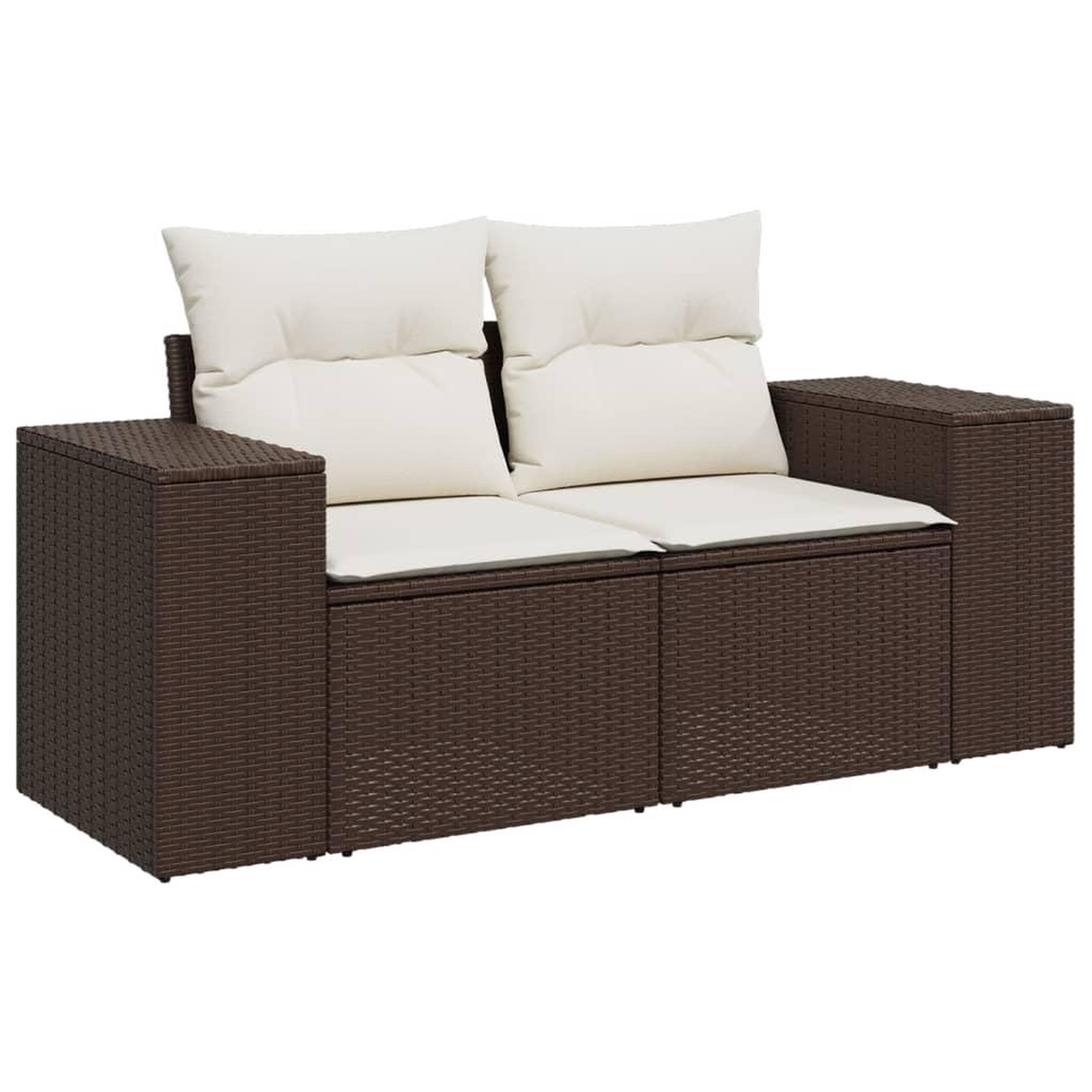 Voir la diapositive 3 : VIDAXL Salon de jardin 4 pcs avec coussins marron resine tressee