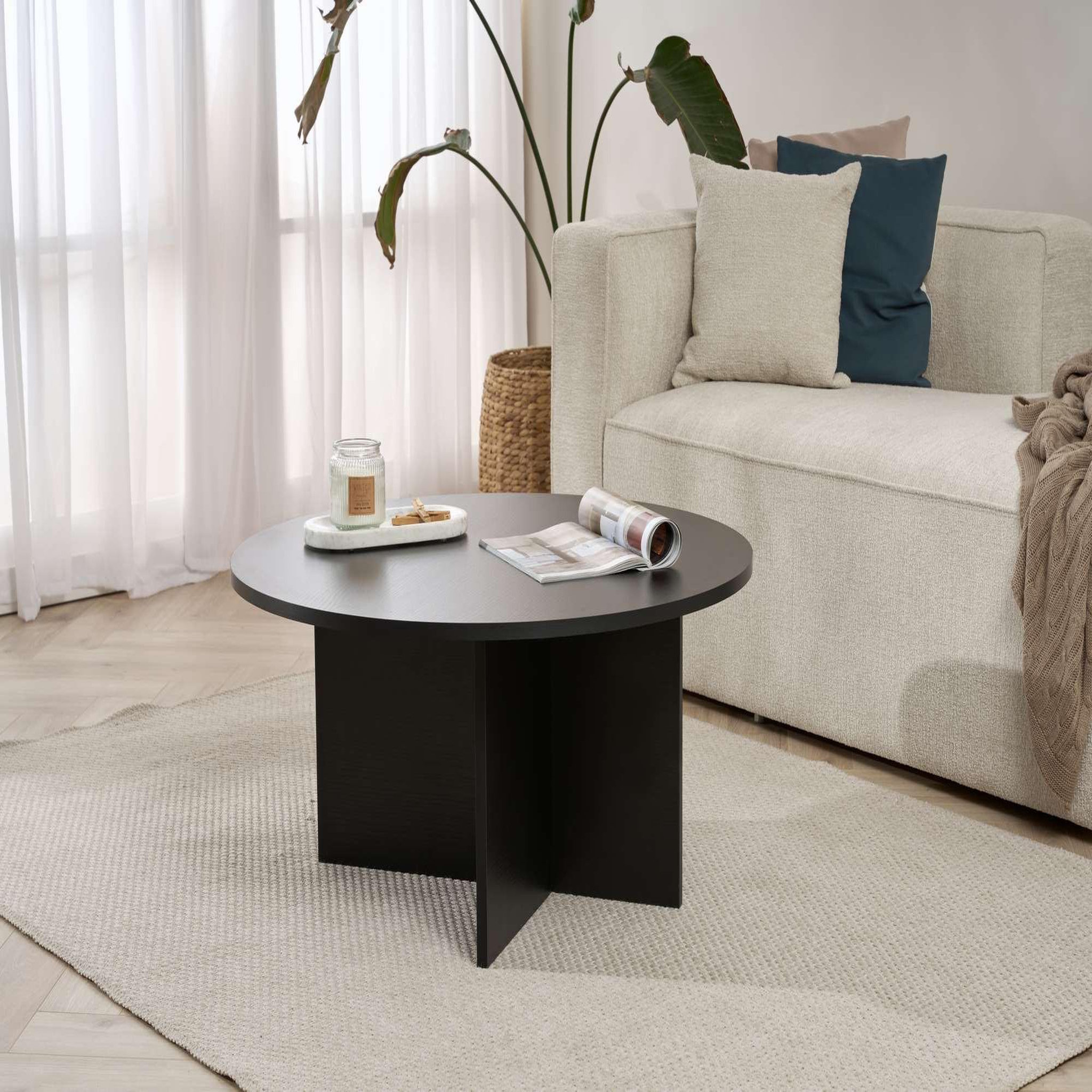 Voir la diapositive 3 : Habitat et Jardin Table basse en bois  soleil  - 90 x 90 x 40 cm - bois noir
