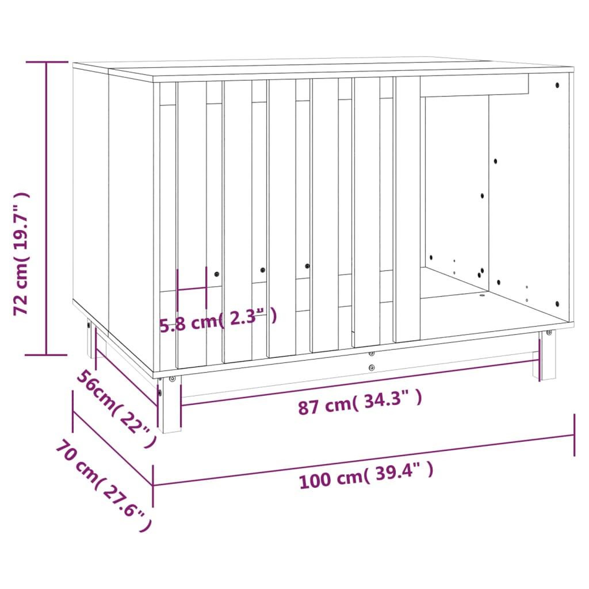 Voir la diapositive 6 : VIDAXL Niche pour chien Blanc 100x70x72 cm Bois de pin massif