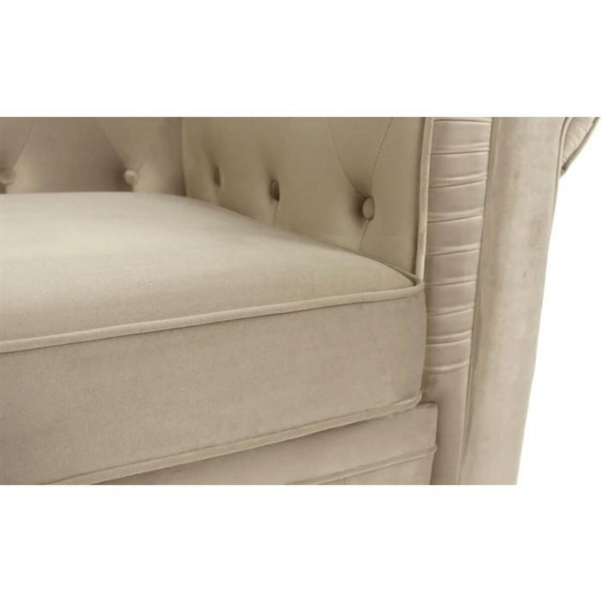 Paris Prix Canapé 3 Places Velours  Chesterfield  209cm Taupe