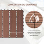 Voir la diapositive 5 : OUTSUNNY Lot de 11 dalles de jardin piscine 30 x 30 x 2,2 cm - clipsables, antidérapantes - HDPE effet bois
