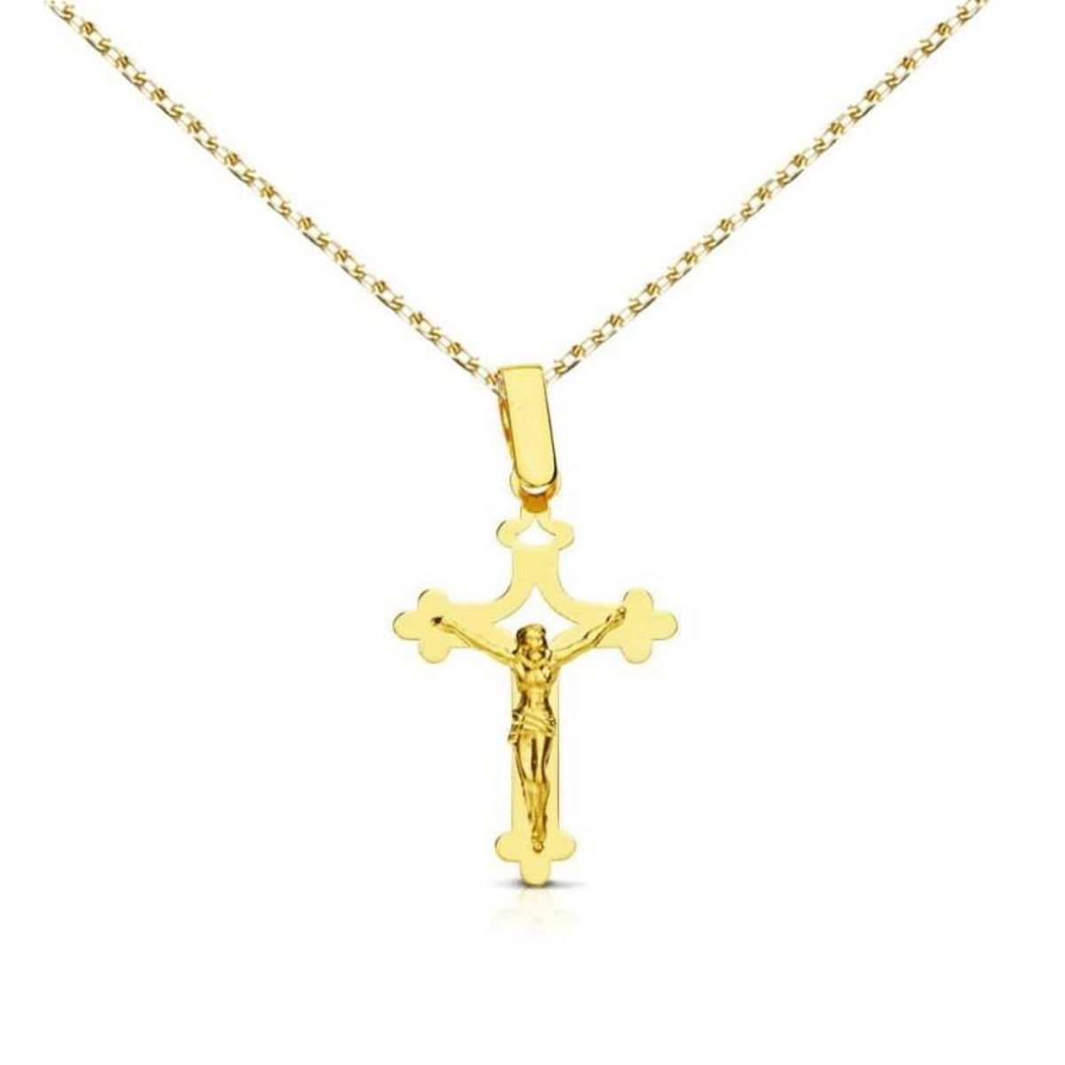 L'ATELIER D'AZUR Collier - Médaille Or 18 Carats 750/000 Jaune - Christ sur la Croix - Chaine Dorée