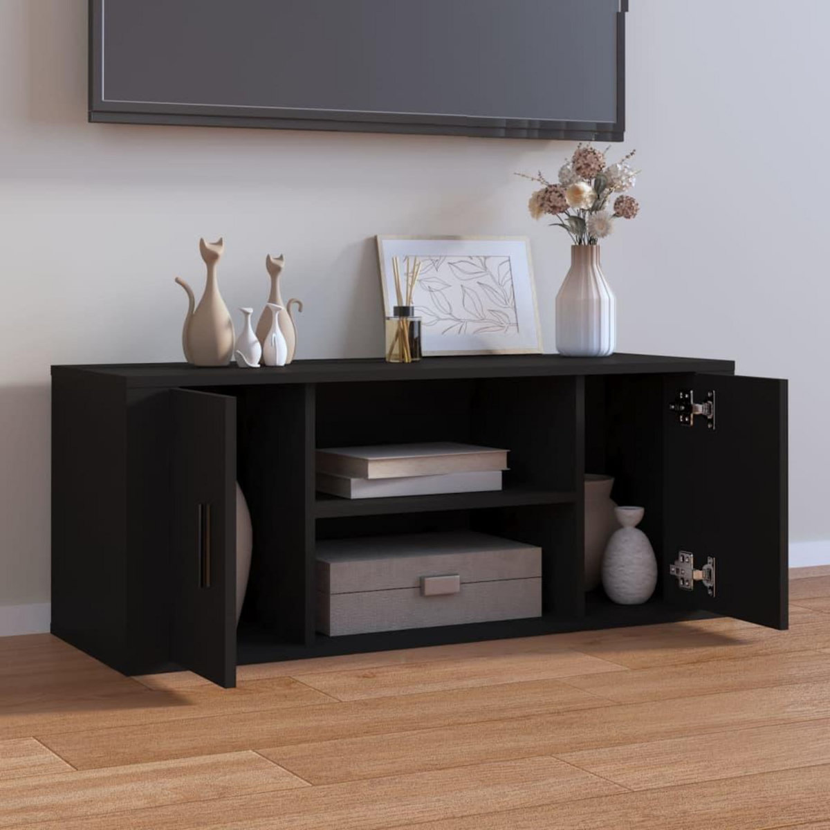 VIDAXL Meuble TV Noir 100x35x40 cm Bois d'ingenierie