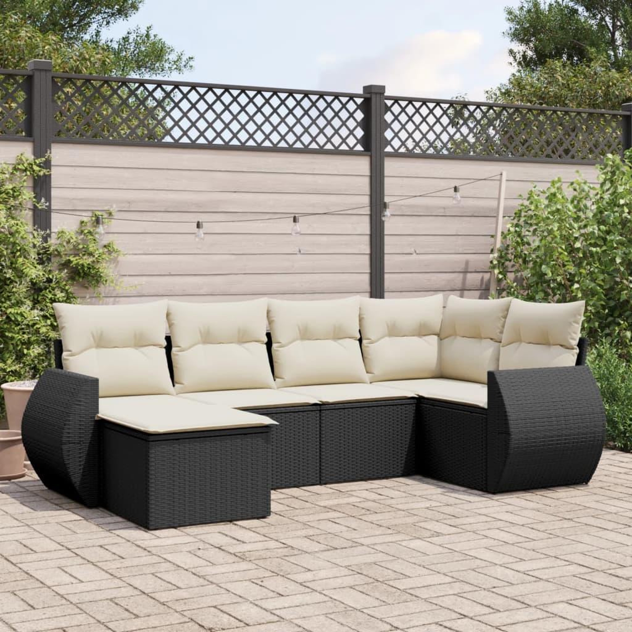 VIDAXL Salon de jardin 6 pcs avec coussins noir resine tressee