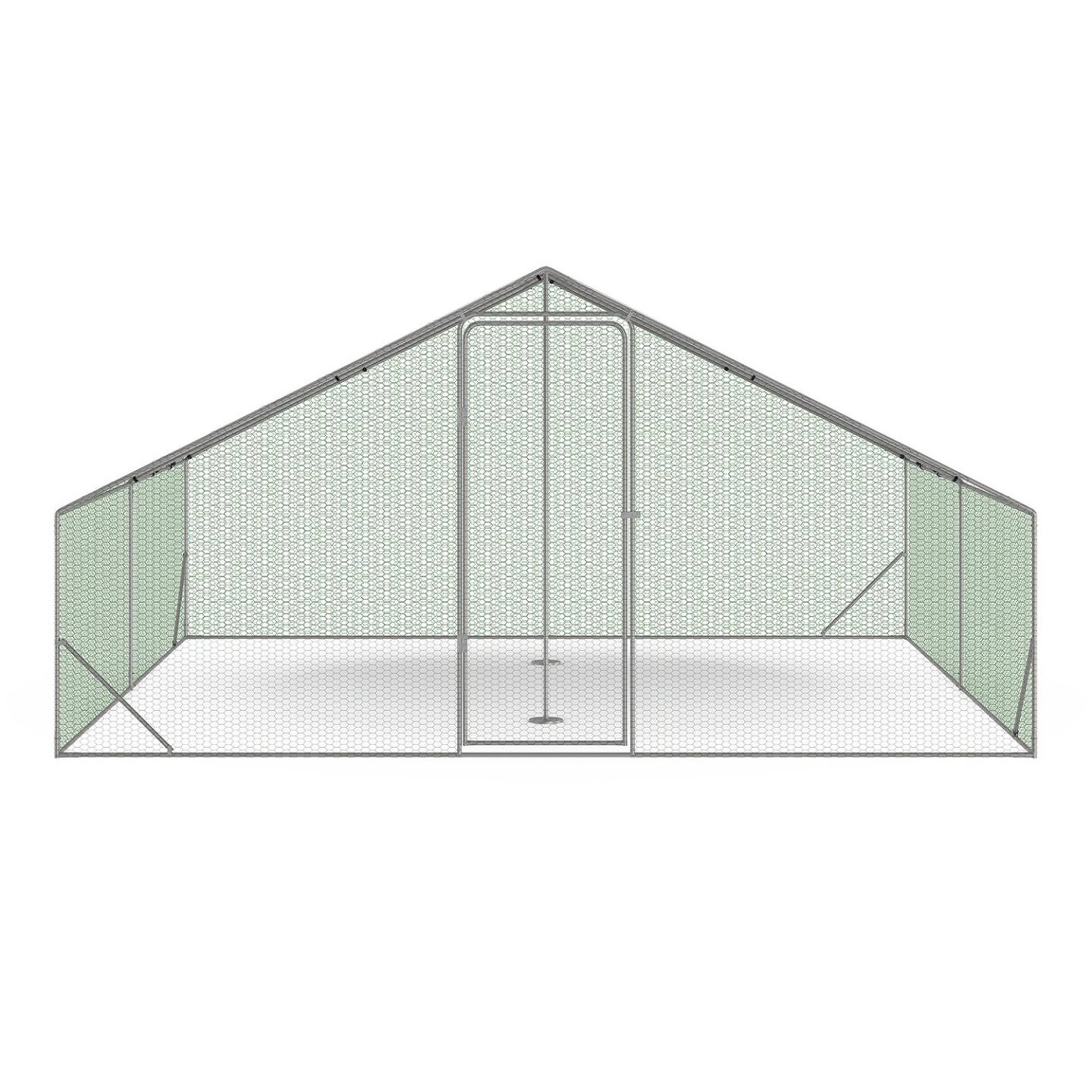 Voir la diapositive 3 : ID MARKET Enclos poulailler 16 m² parc grillagé 4x4 m acier galvanisé
