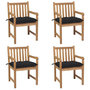 Voir la diapositive 1 : VIDAXL Chaises de jardin lot de 4 et coussins noir Bois de teck solide