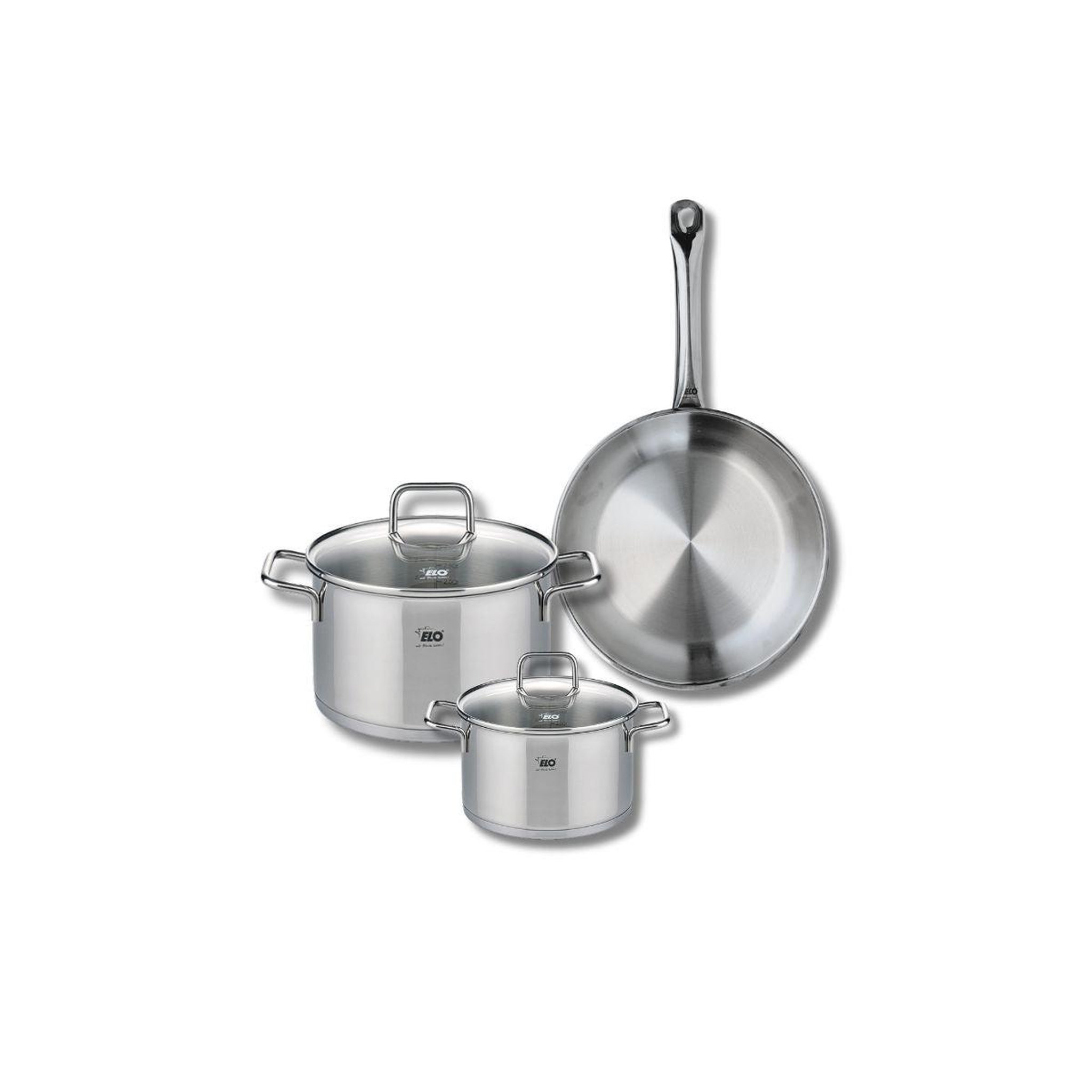 ELO Ensemble de 1 poêle de cuisson 24 cm et 2 faitouts 14 et 20 cm elo profi citrin