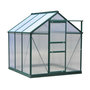 Voir la diapositive 1 : OUTSUNNY Serre de jardin aluminium polycarbonate 3,65 m² dim. 1,9L x 1,92l x 2,01H m lucarne, porte coulissante + fondation incluse alu. vert polycarbonate transparent