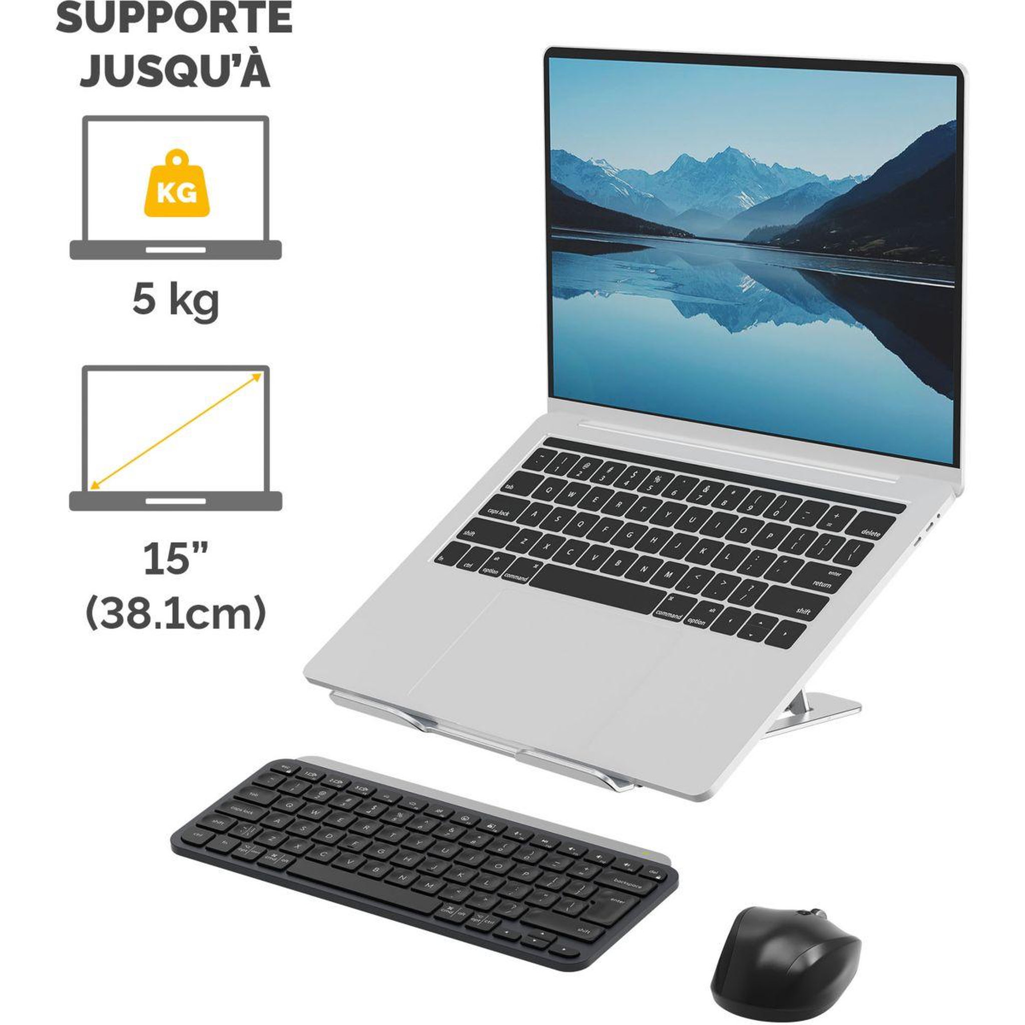 Voir la diapositive 3 : Fellowes SUPPORT PC Portable ergonomique ALUMIA